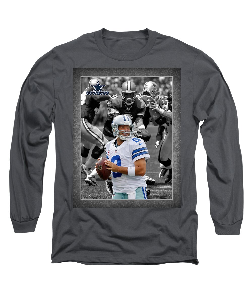 Tony Romo Cowboys Long Sleeve T-Shirt by Joe Hamilton - Pixels