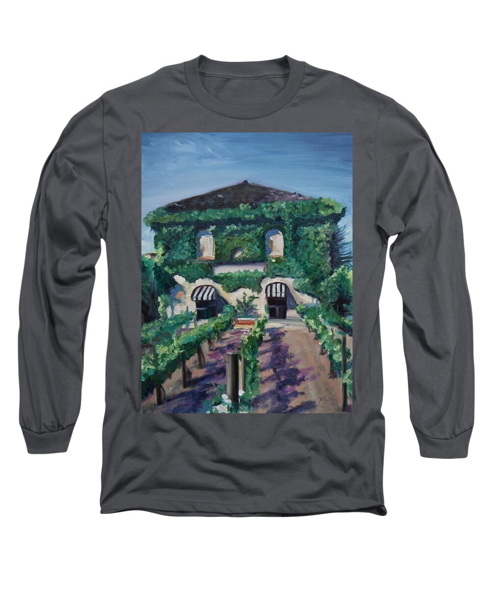 Vineyard Long Sleeve T-Shirt featuring the painting Tra Vigne by Donna Tuten
