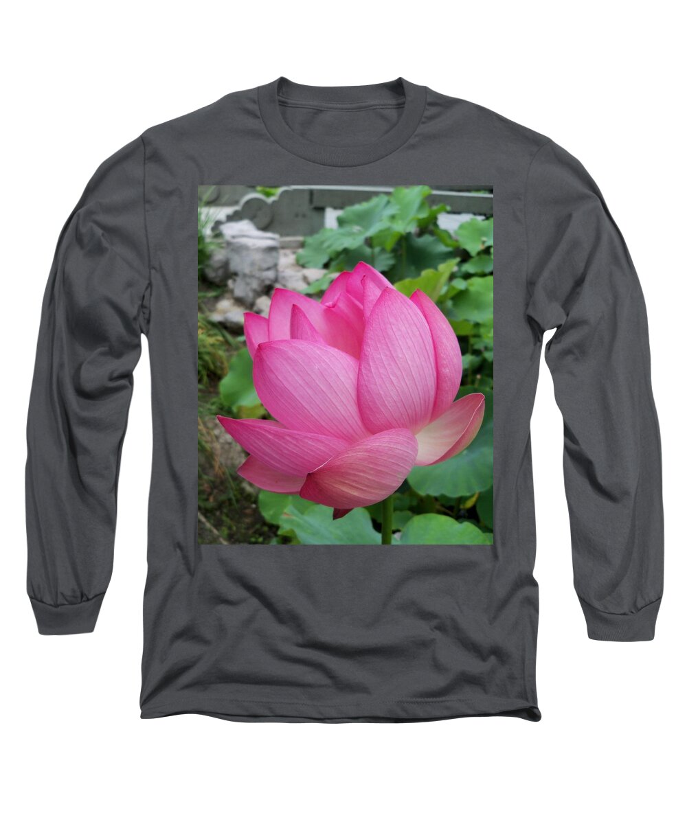 Flower Macro Long Sleeve T-Shirt featuring the photograph Tranquil Lotus by Lingfai Leung