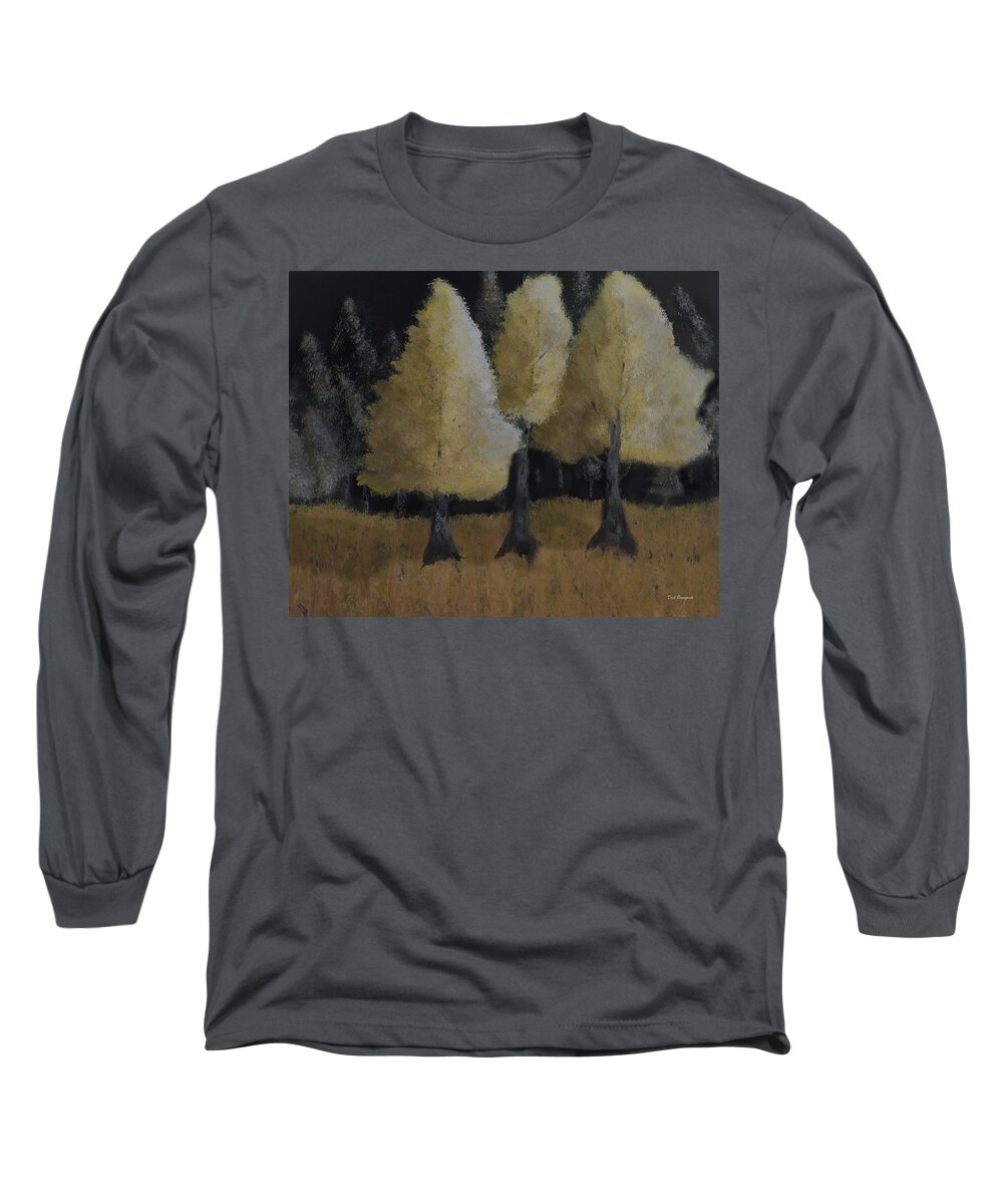 Trees Long Sleeve T-Shirt featuring the painting Tree Trio by Dick Bourgault