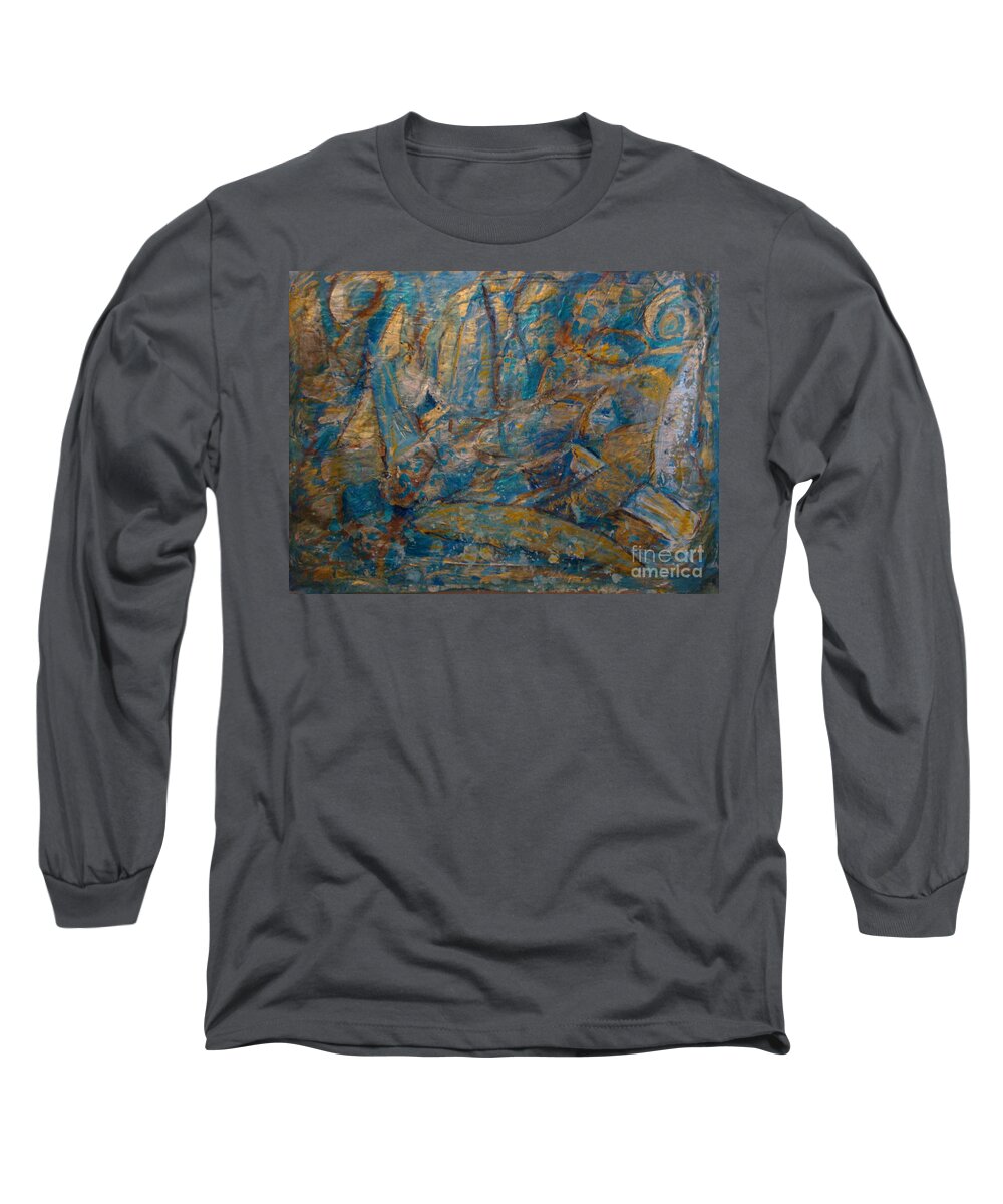 Sea Scape Long Sleeve T-Shirt featuring the painting Twilight Sails by Fereshteh Stoecklein