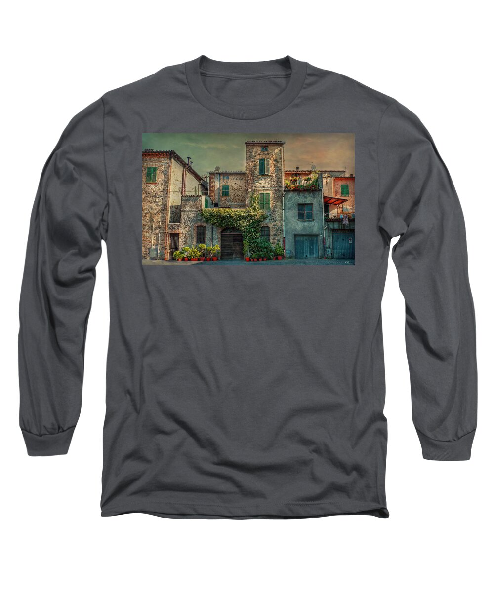 Umbria Long Sleeve T-Shirt featuring the photograph Umbrian Terrace by Hanny Heim