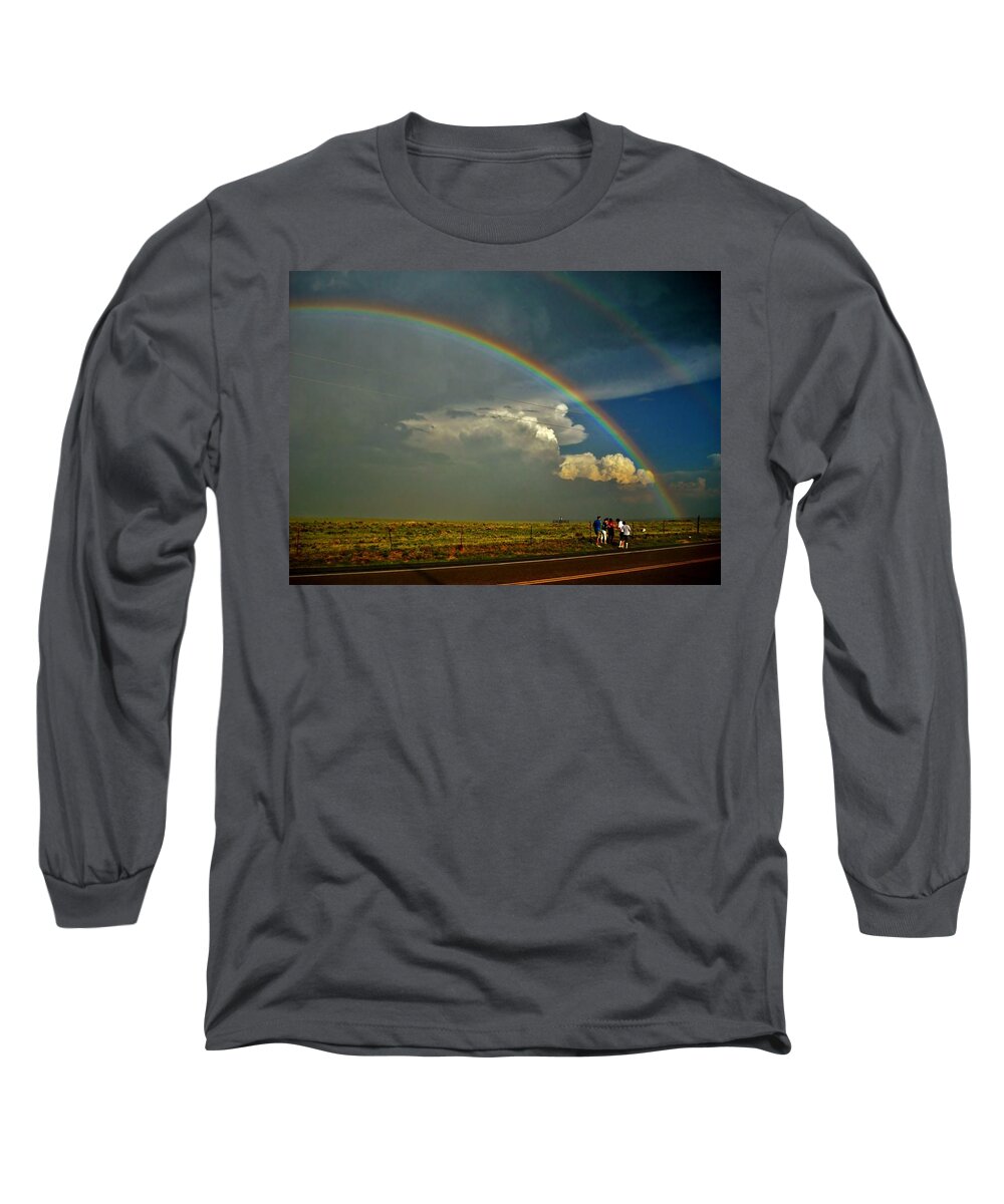 Rainbow Long Sleeve T-Shirt featuring the photograph Under the Rainbow by Ed Sweeney