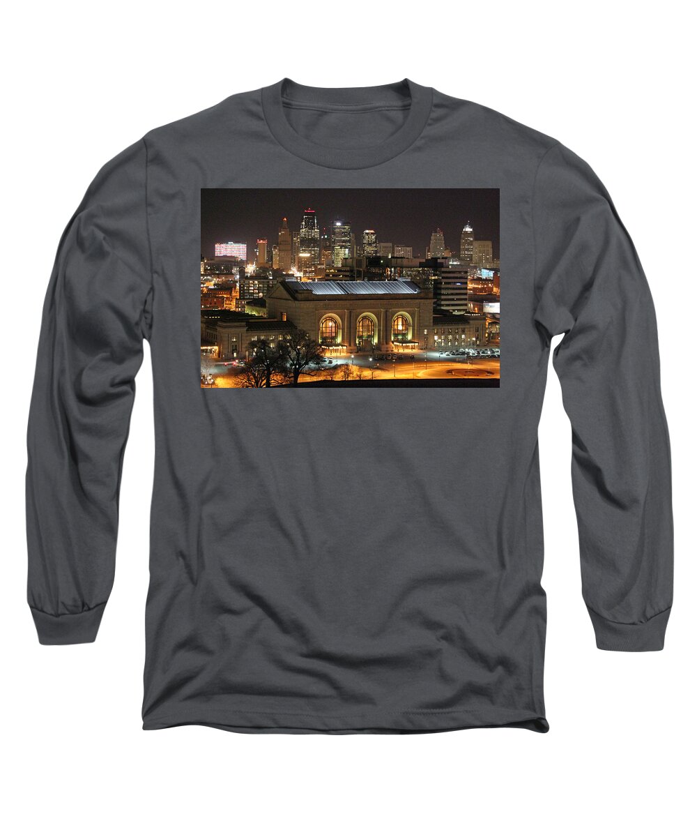 Union Station Long Sleeve T-Shirt featuring the photograph Union Station at Night by Lynn Sprowl