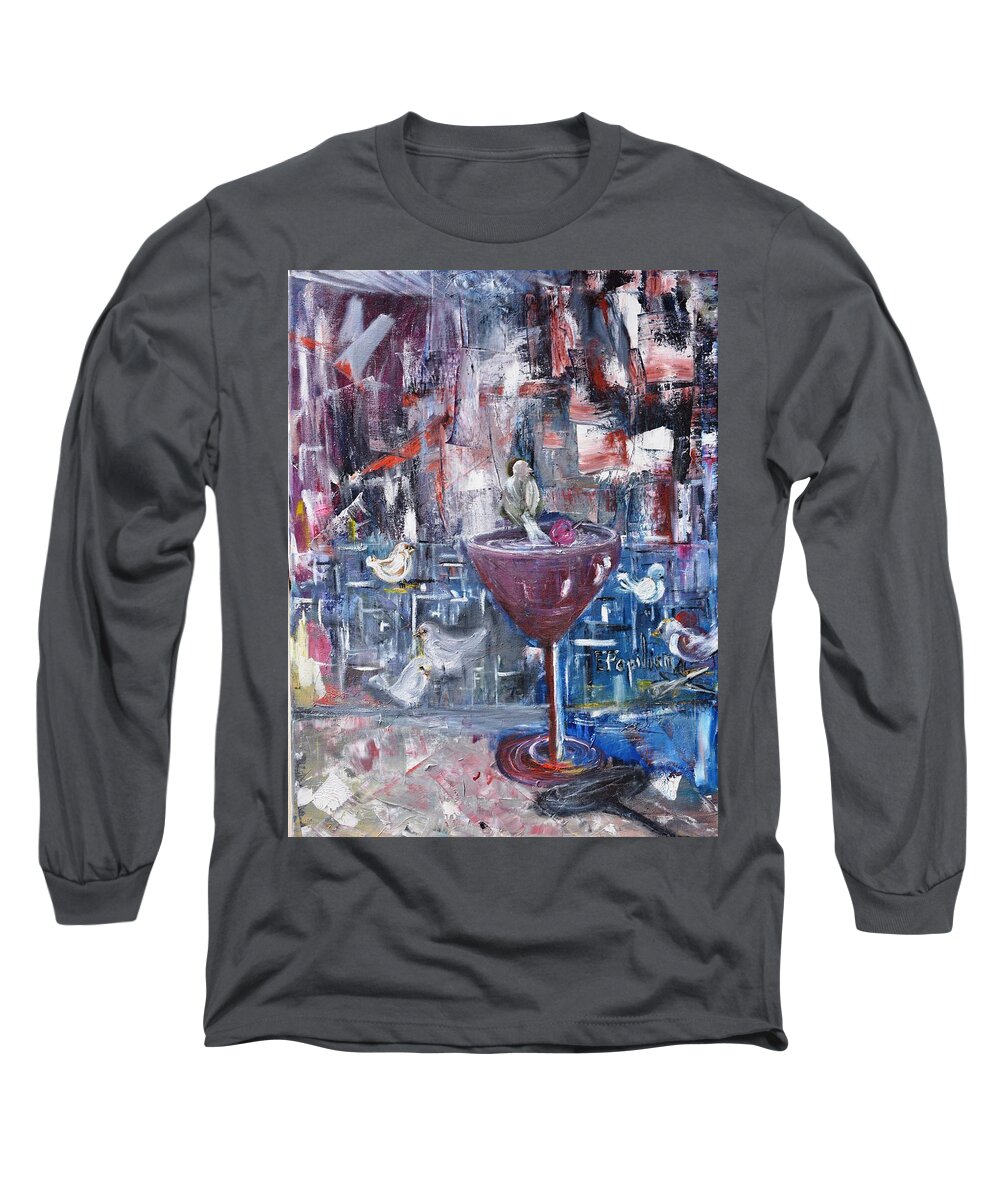 Abstract Long Sleeve T-Shirt featuring the painting Untitled by Evelina Popilian