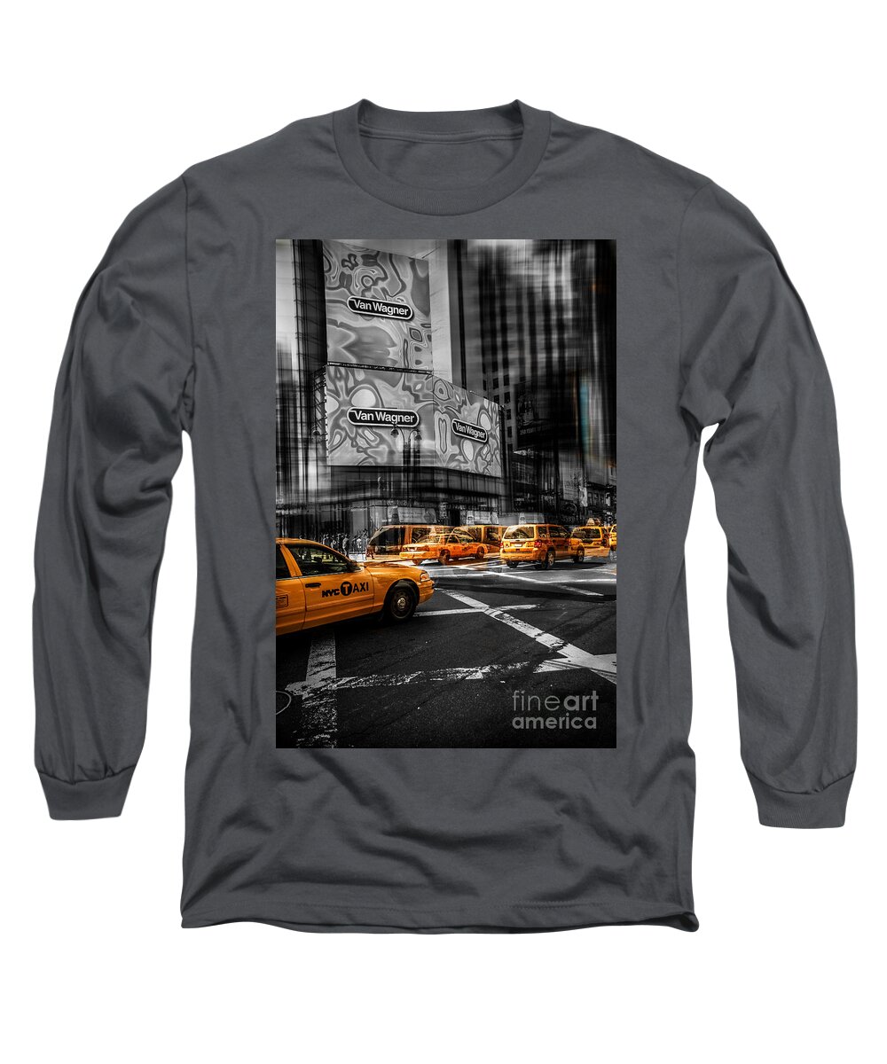 Nyc Long Sleeve T-Shirt featuring the photograph Van Wagner - Colorkey by Hannes Cmarits