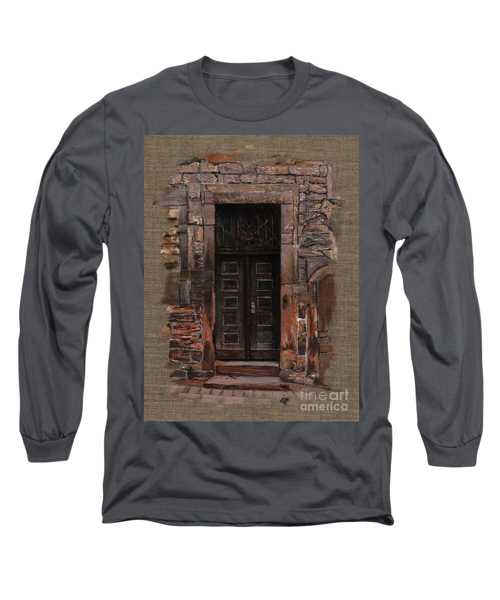 Venice Long Sleeve T-Shirt featuring the painting Venetian Door 02 Elena Yakubovich by Elena Daniel Yakubovich