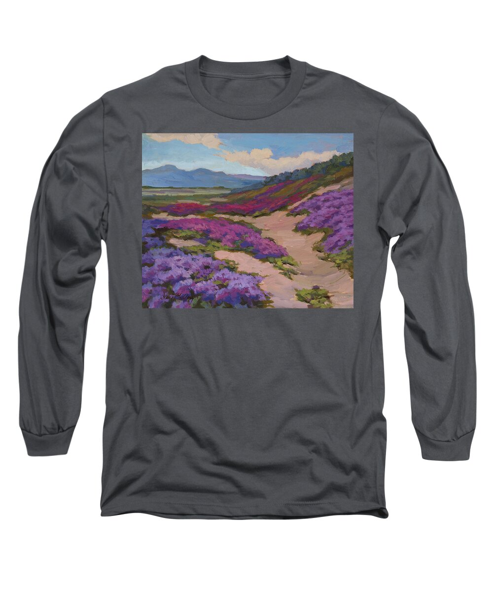 Verbena Long Sleeve T-Shirt featuring the painting Verbena Harmony in Purple by Diane McClary