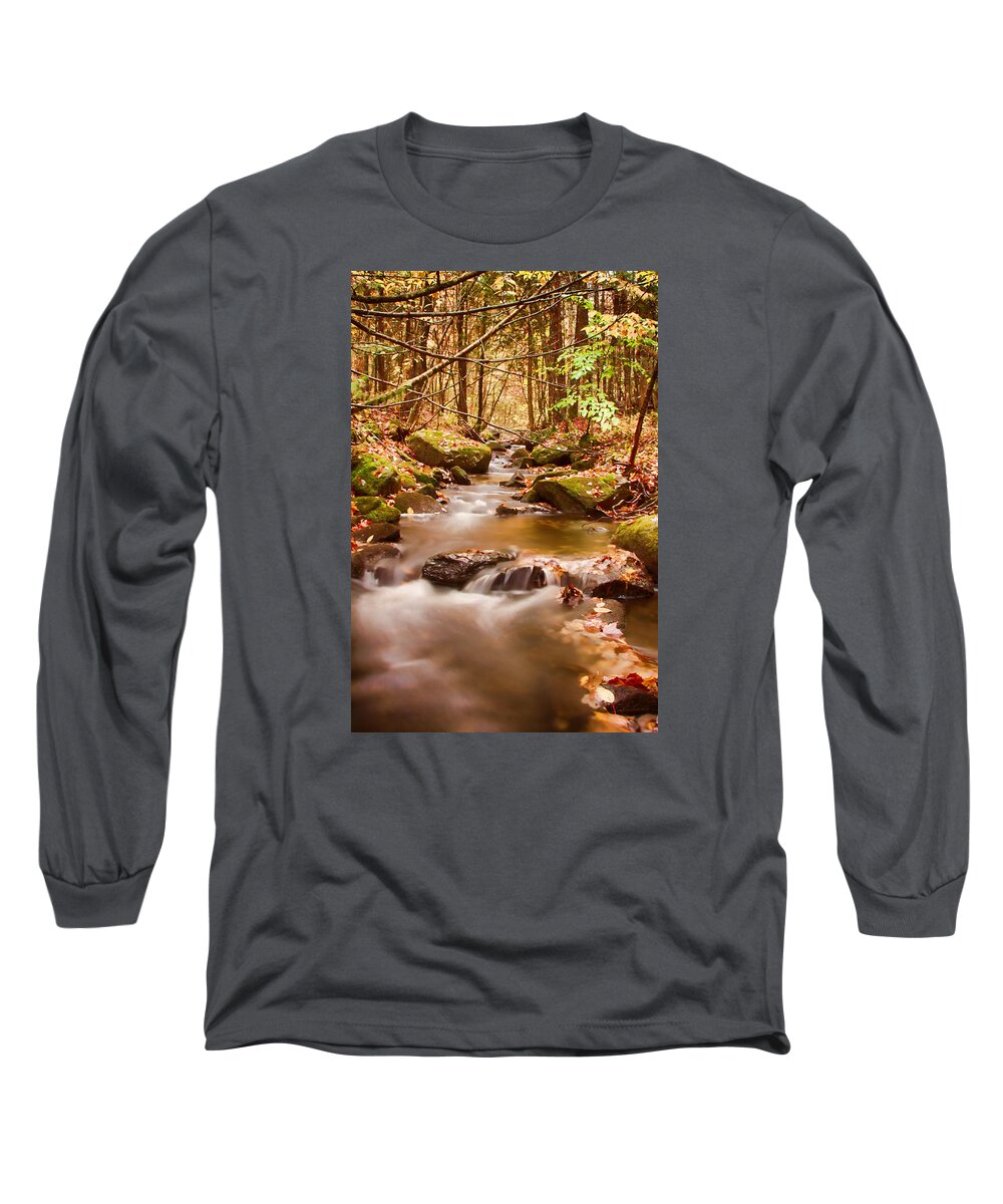 Autumn Foliage Long Sleeve T-Shirt featuring the photograph Vermont stream by Jeff Folger