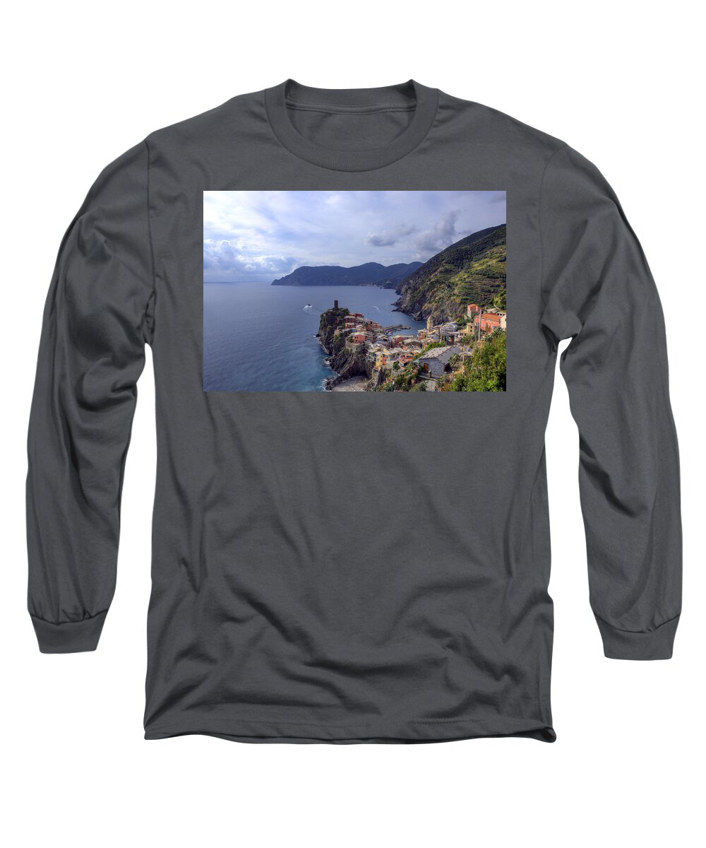 Europe Long Sleeve T-Shirt featuring the photograph Vernazza by the Sea by Matt Swinden