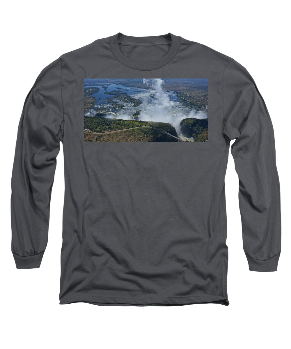 Zambian Culture Long Sleeve T-Shirt featuring the photograph Victoria Falls by Brian Kamprath