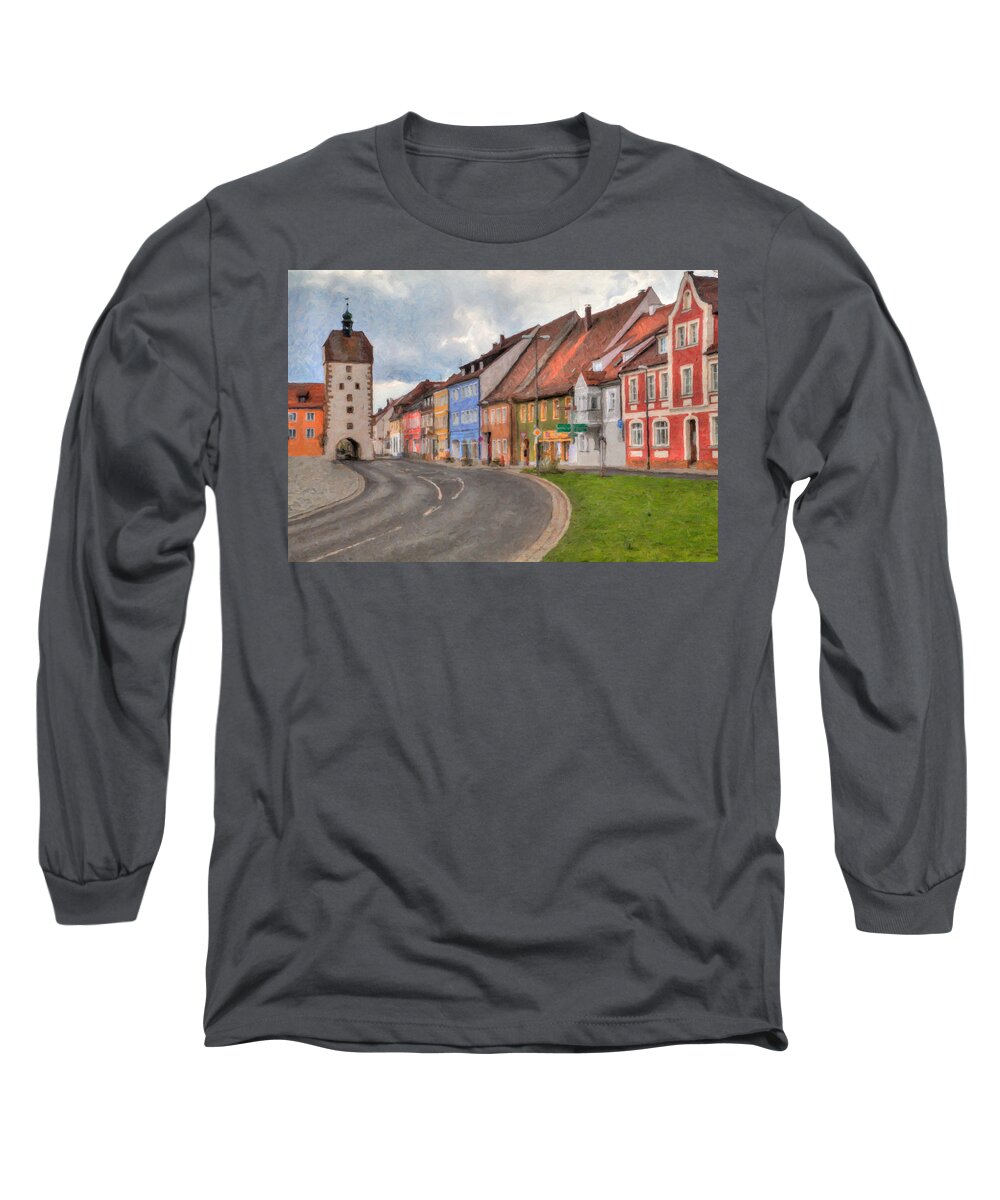Vilseck Long Sleeve T-Shirt featuring the photograph Vilseck Marktplatz by Shirley Radabaugh