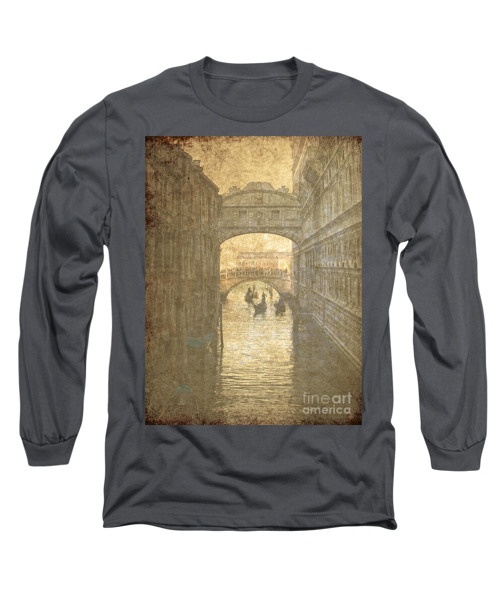 Ancient Long Sleeve T-Shirt featuring the digital art Vintage Bridge of sighs in Venice by Patricia Hofmeester