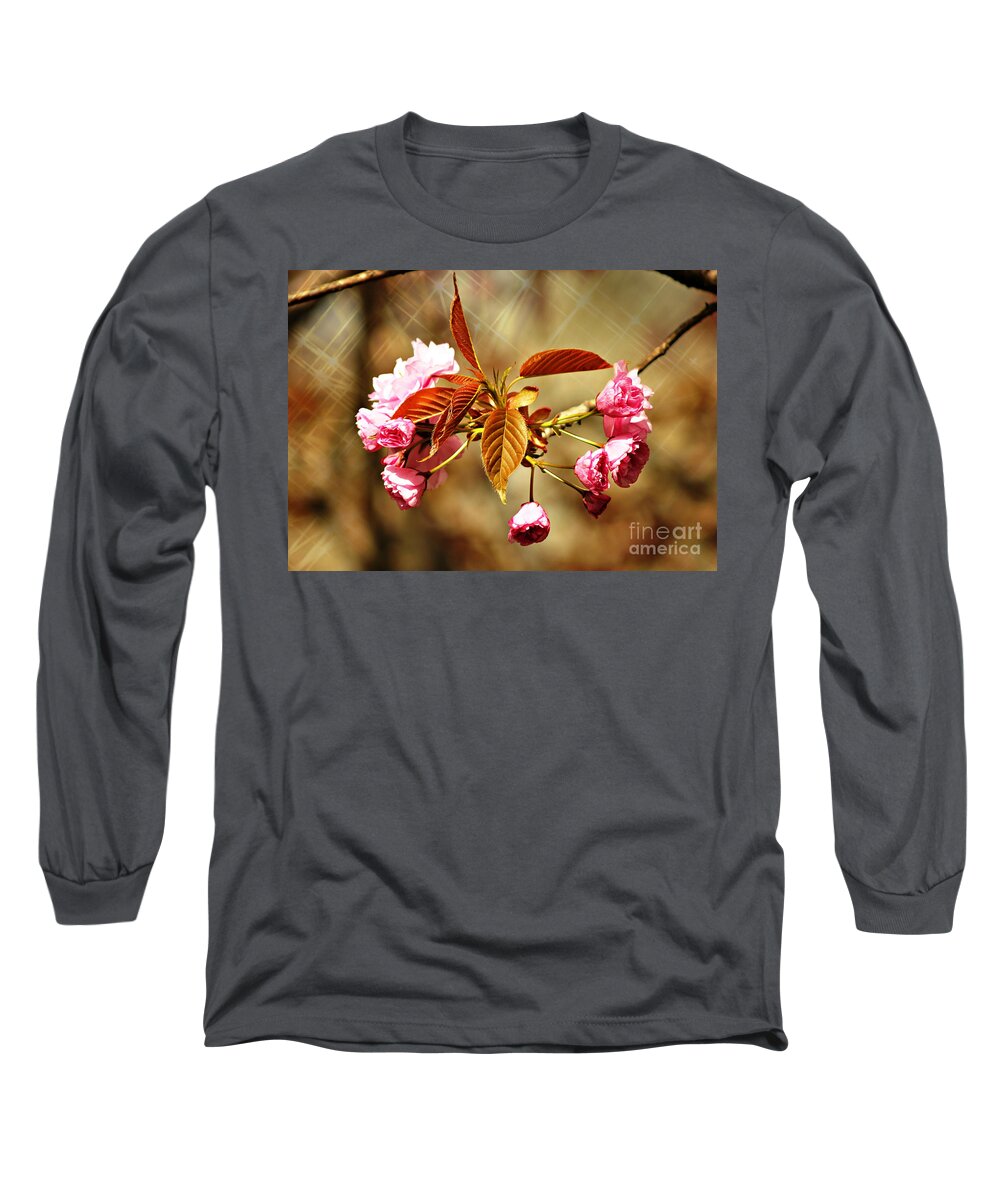 Cherry Blossoms Long Sleeve T-Shirt featuring the photograph Vintage Cherry Blossoms by Judy Palkimas