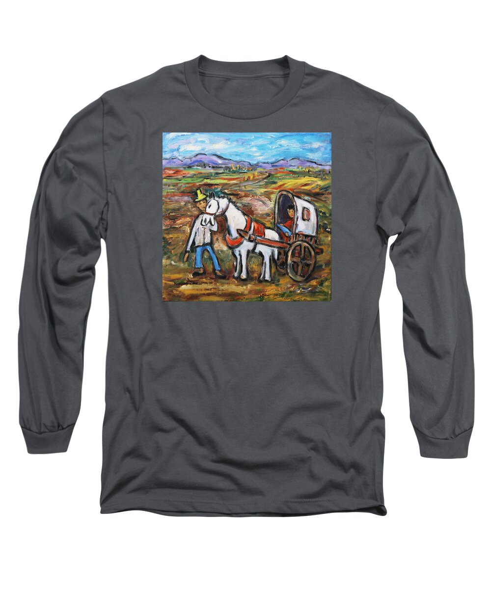 Figurative Long Sleeve T-Shirt featuring the painting Visit the In-laws by Xueling Zou