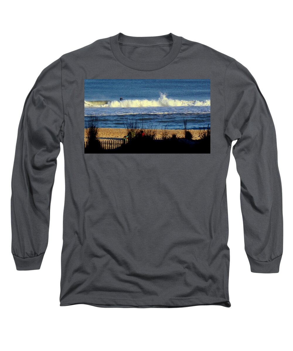 Ocean Long Sleeve T-Shirt featuring the photograph Waiting For A Ride by Pamela Hyde Wilson