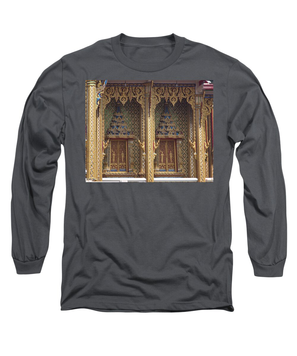 Temple Long Sleeve T-Shirt featuring the photograph Wat Thung Setthi Ubosot Window DTHB1550 by Gerry Gantt