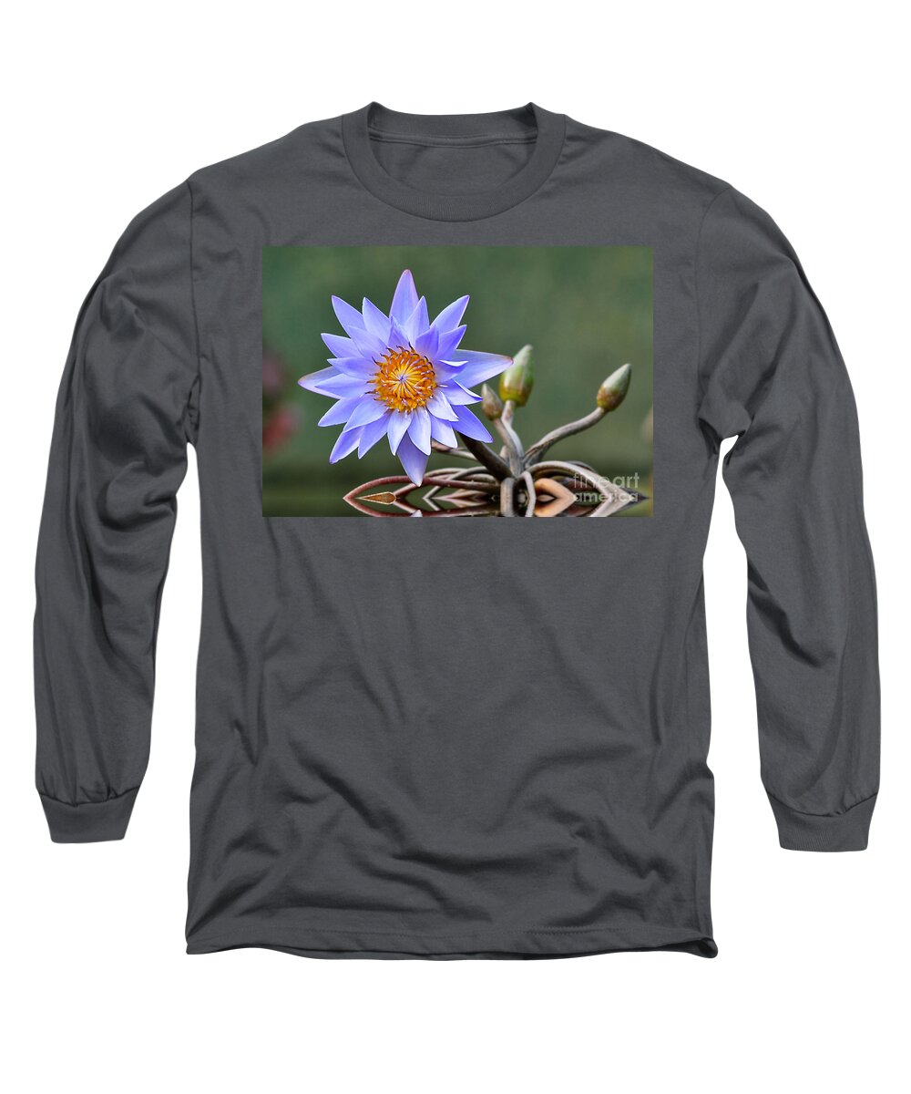 Flowers Long Sleeve T-Shirt featuring the photograph Water Lily Reflections by Kathy Baccari