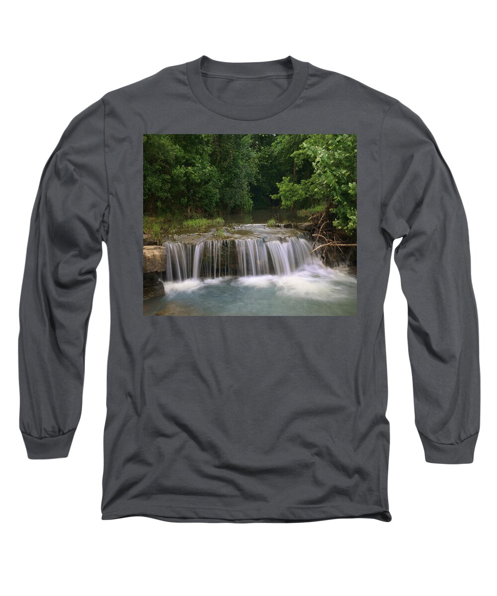 Tim Fitzharris Long Sleeve T-Shirt featuring the photograph Waterfall Lee Creek Ozarks Arkansas by Tim Fitzharris