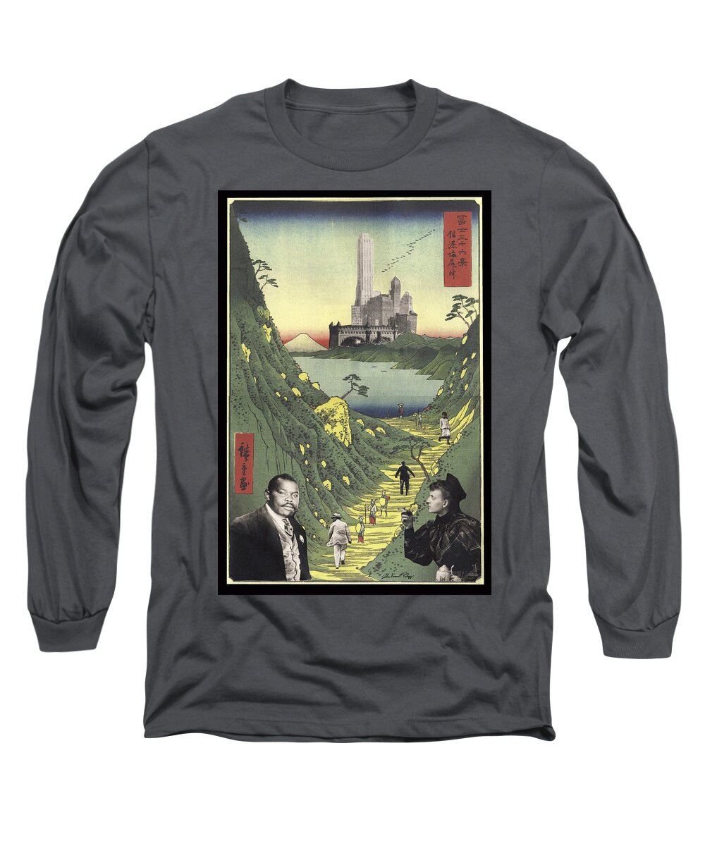 Collage Long Sleeve T-Shirt featuring the digital art We Saw Marcus Garvey and Frances Benjamin Johnson at the Bottom of the Hill by John Vincent Palozzi