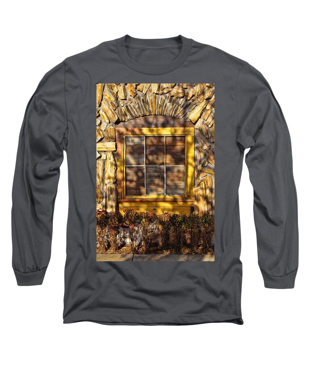 Window Long Sleeve T-Shirt featuring the photograph Window at Babe's Chicken by Kathy Churchman