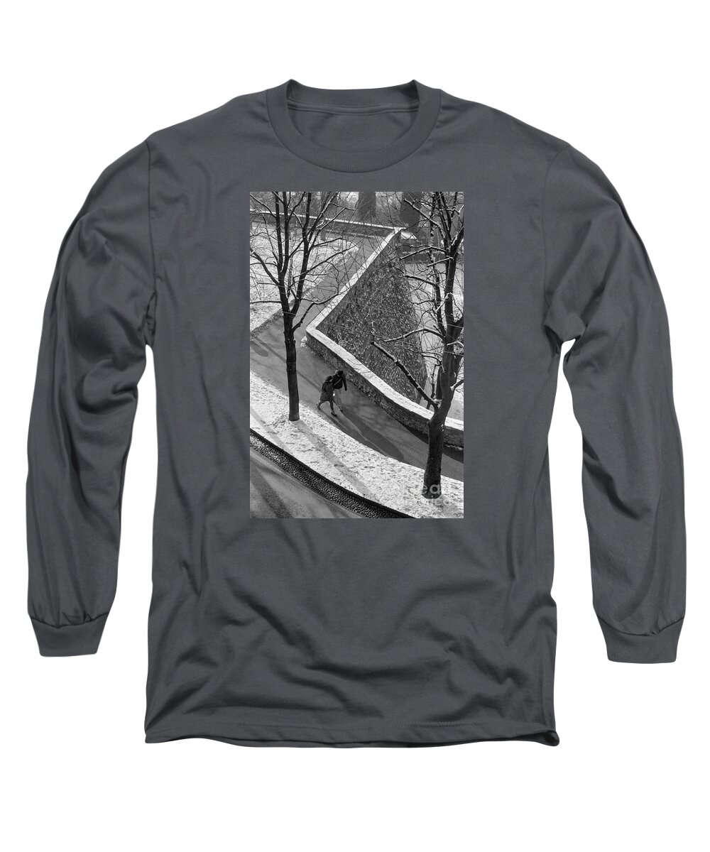Winter Long Sleeve T-Shirt featuring the photograph Winter on the Walls of Bergamo by Riccardo Mottola