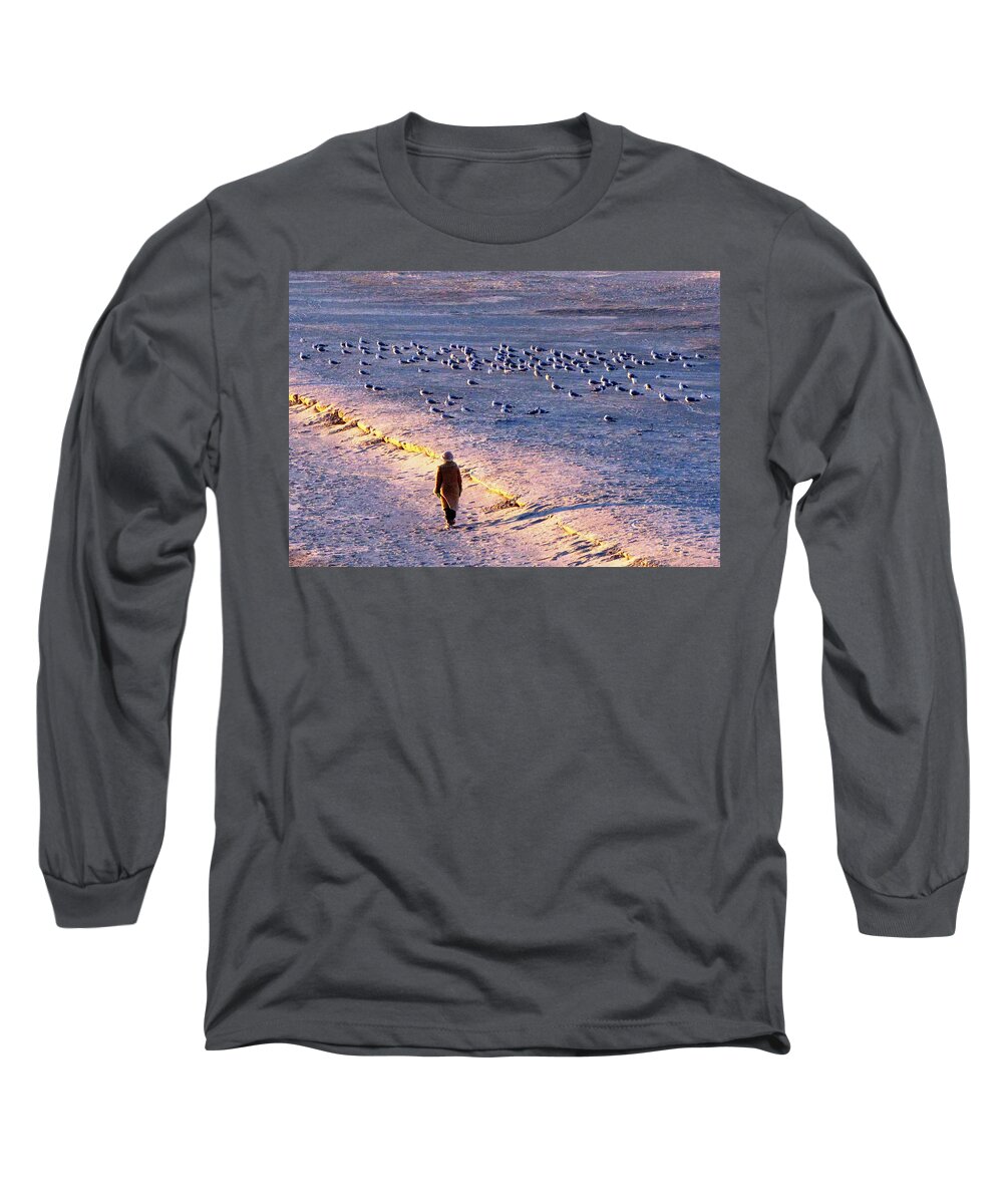 Winter Long Sleeve T-Shirt featuring the photograph Winter Time At The Beach by Cynthia Guinn