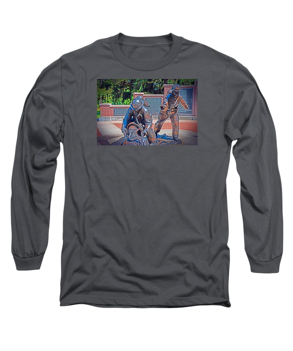 Firefighter Long Sleeve T-Shirt featuring the photograph Wisconsin State Firefighters Memorial Park 2 by Susan McMenamin