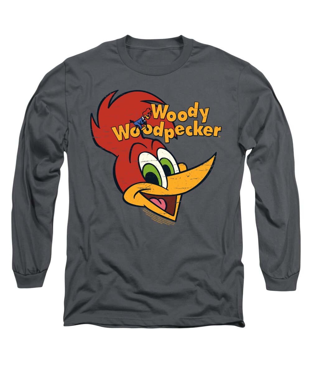  Long Sleeve T-Shirt featuring the digital art Woody Woodpecker - Retro Logo by Brand A