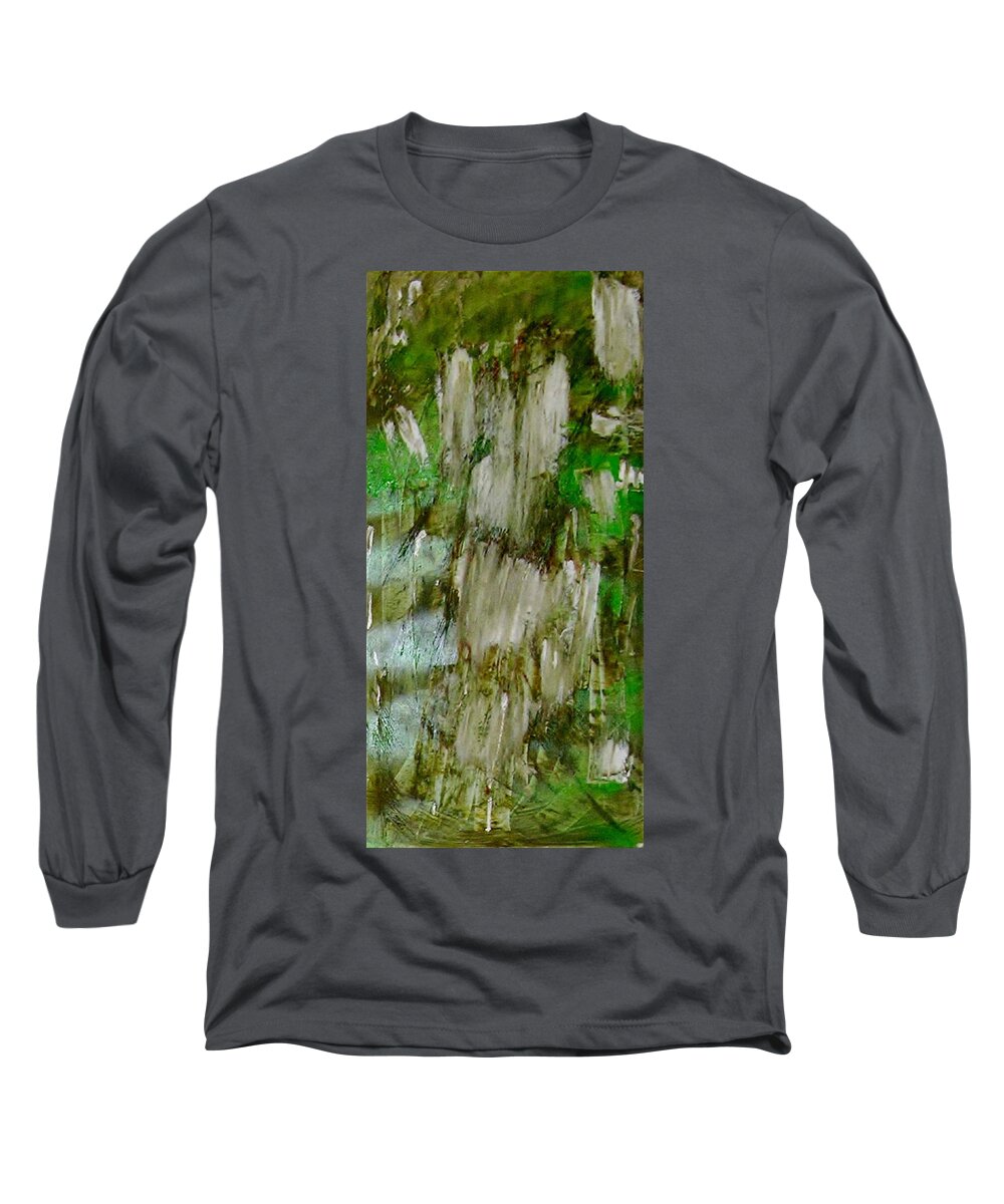 Acryl Painting Artwork Long Sleeve T-Shirt featuring the painting Y - grass by KUNST MIT HERZ Art with heart