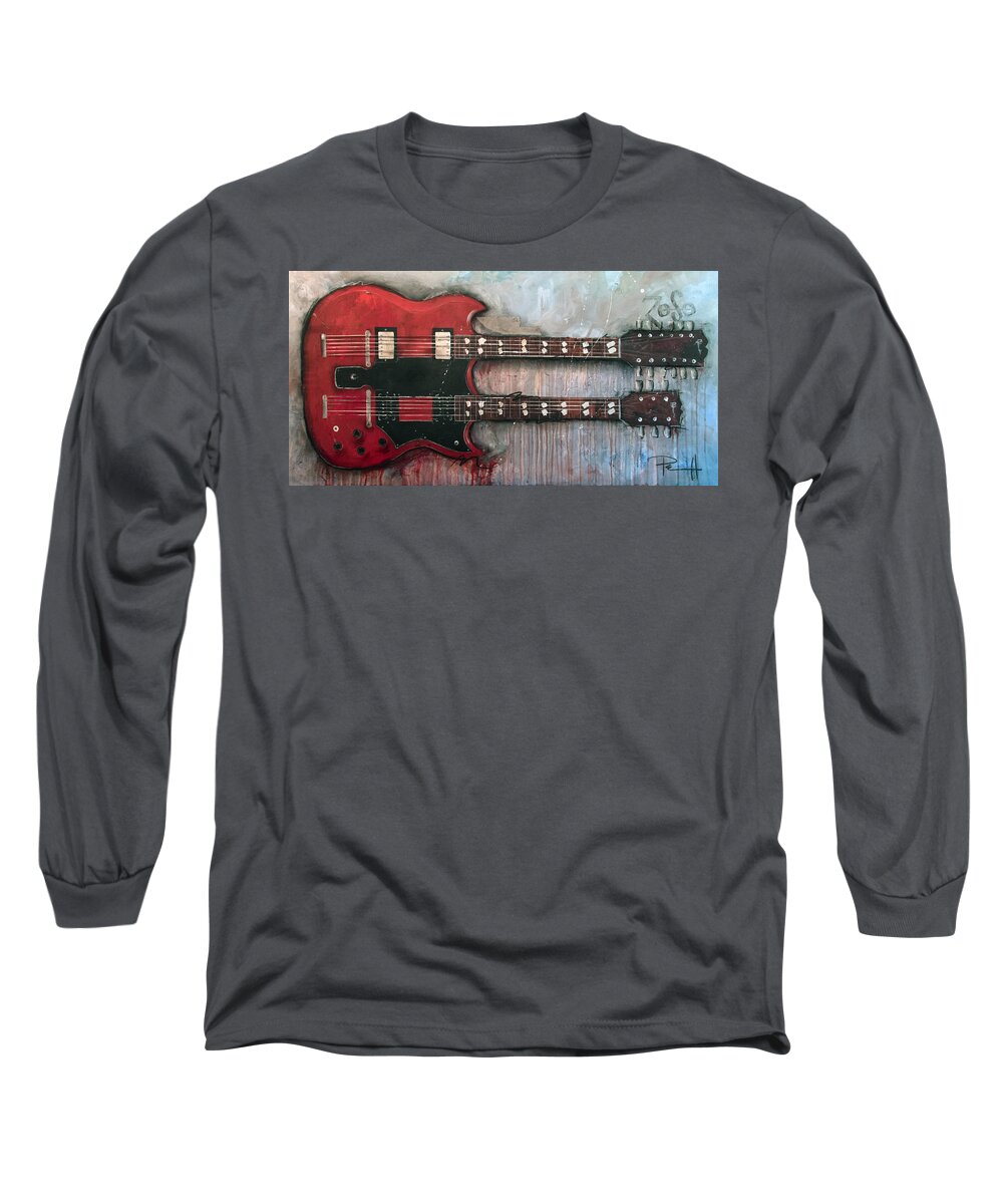 Jimmy Page Long Sleeve T-Shirt featuring the painting Zoso by Sean Parnell