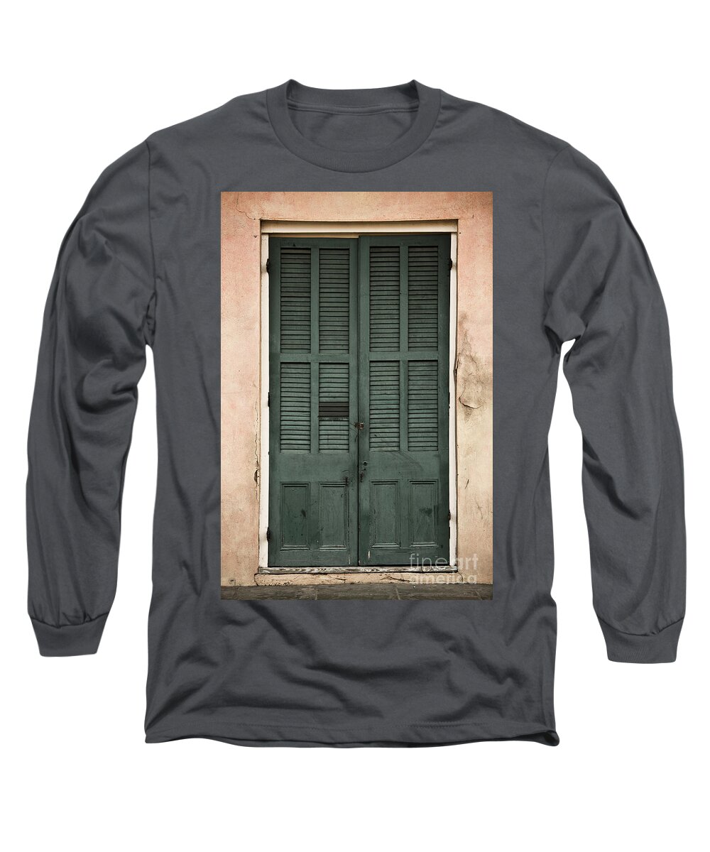 New Orleans Long Sleeve T-Shirt featuring the photograph French Quarter Doors #1 by Leslie Leda