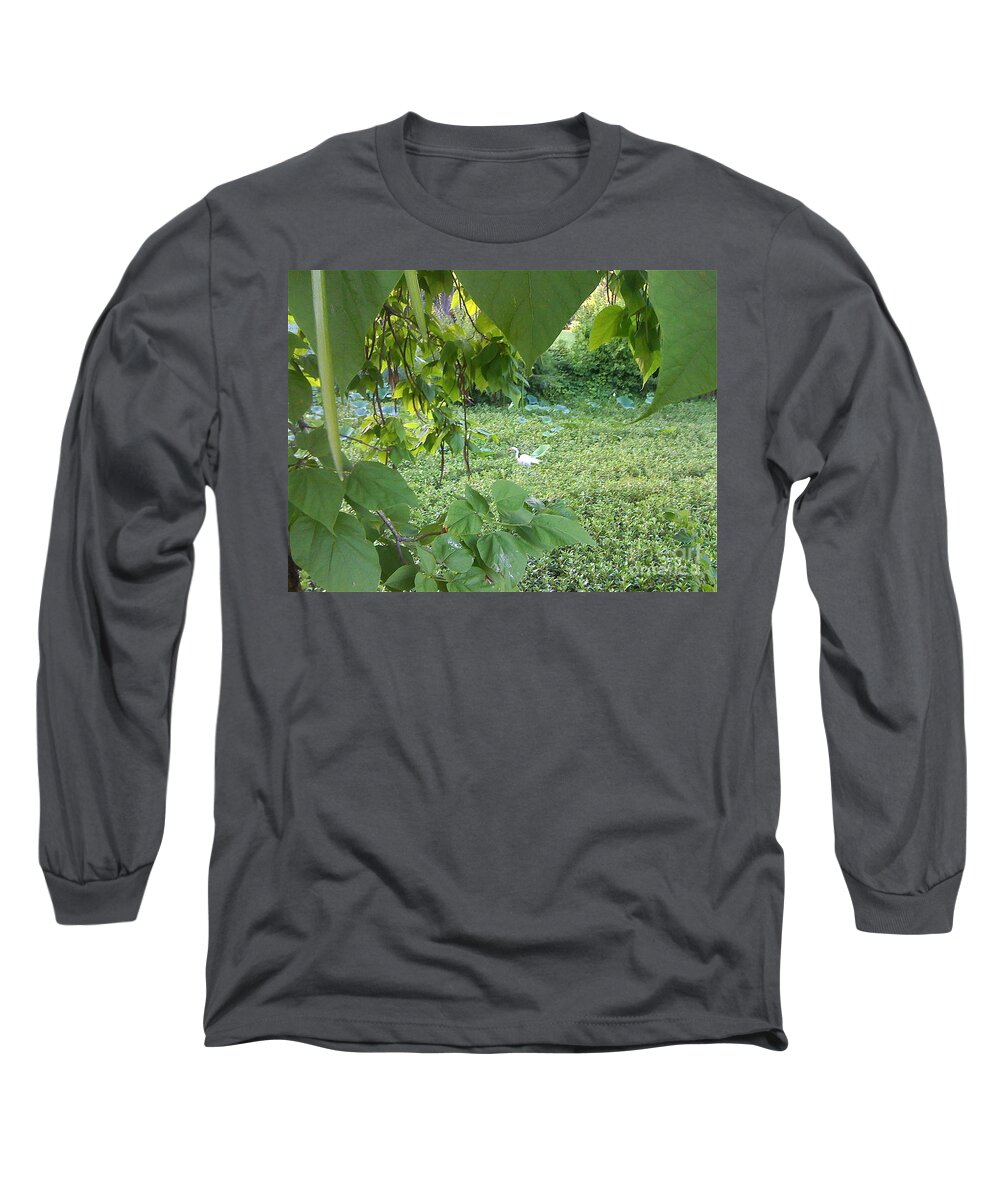 White Egret Long Sleeve T-Shirt featuring the photograph A Dot of White by Barbara Plattenburg