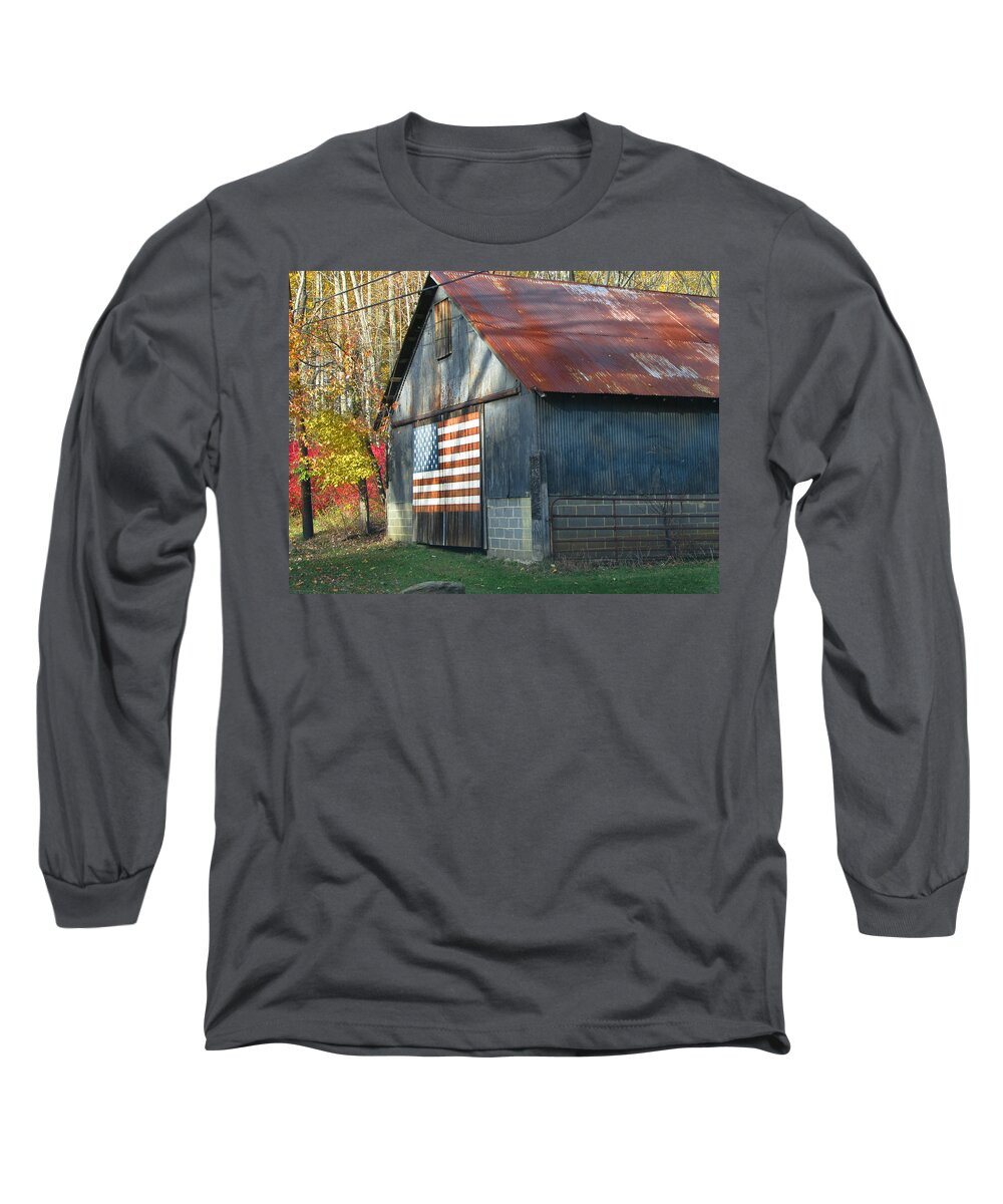 Barn Long Sleeve T-Shirt featuring the photograph Americana Barn by Clara Sue Beym