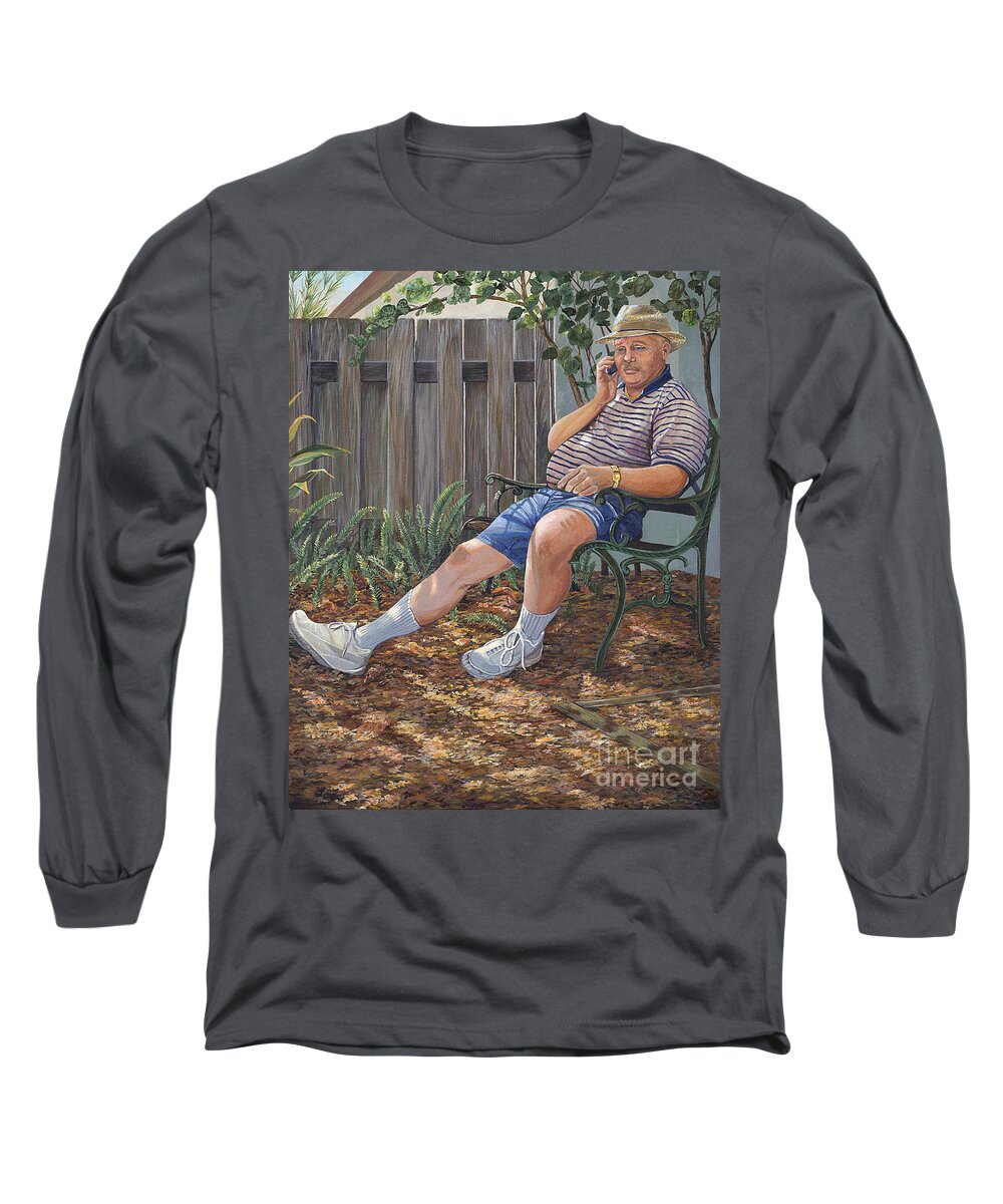 Sad Long Sleeve T-Shirt featuring the painting Blue Royal by AnnaJo Vahle
