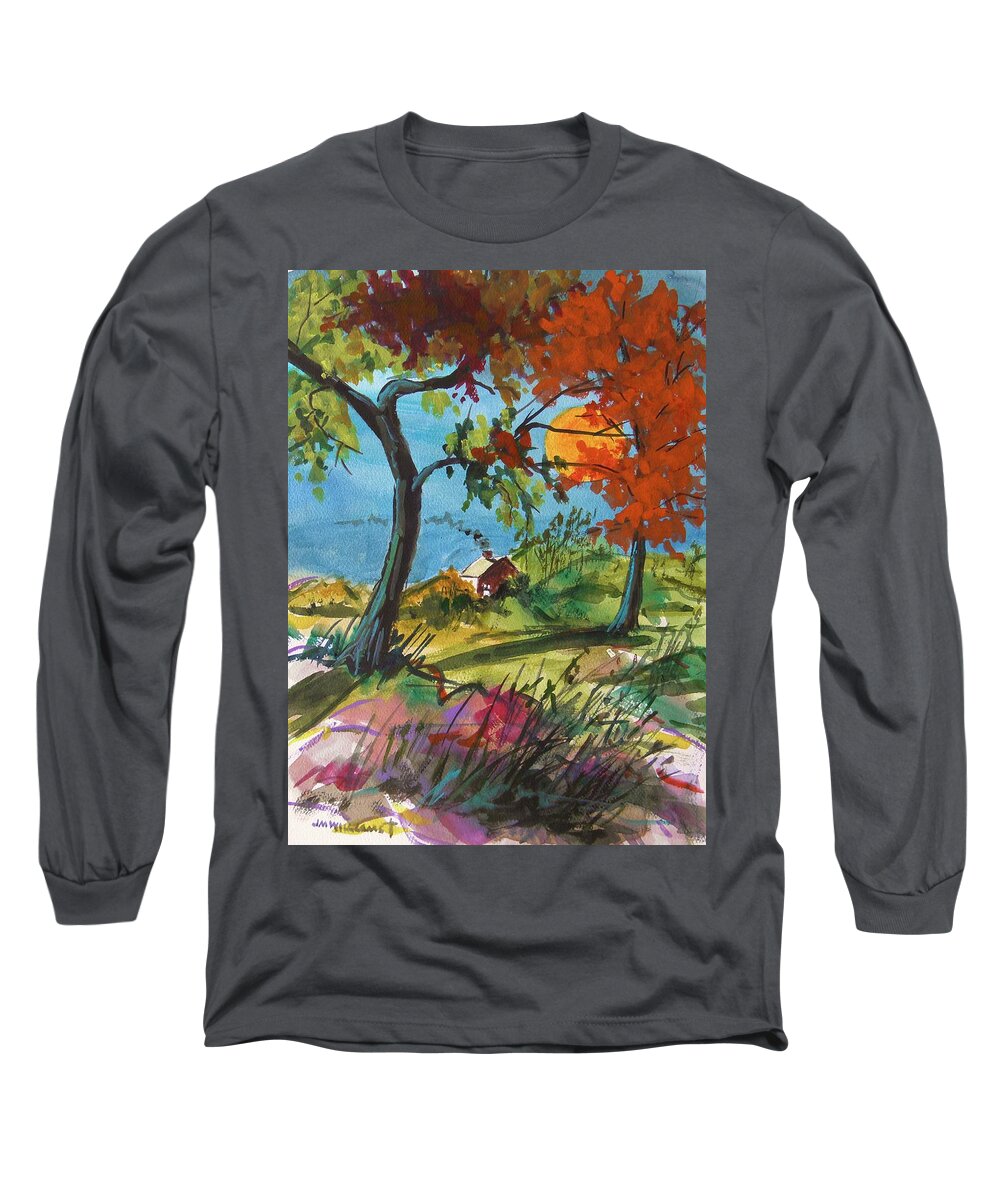 Landscape Long Sleeve T-Shirt featuring the painting Catching Sundown by John Williams