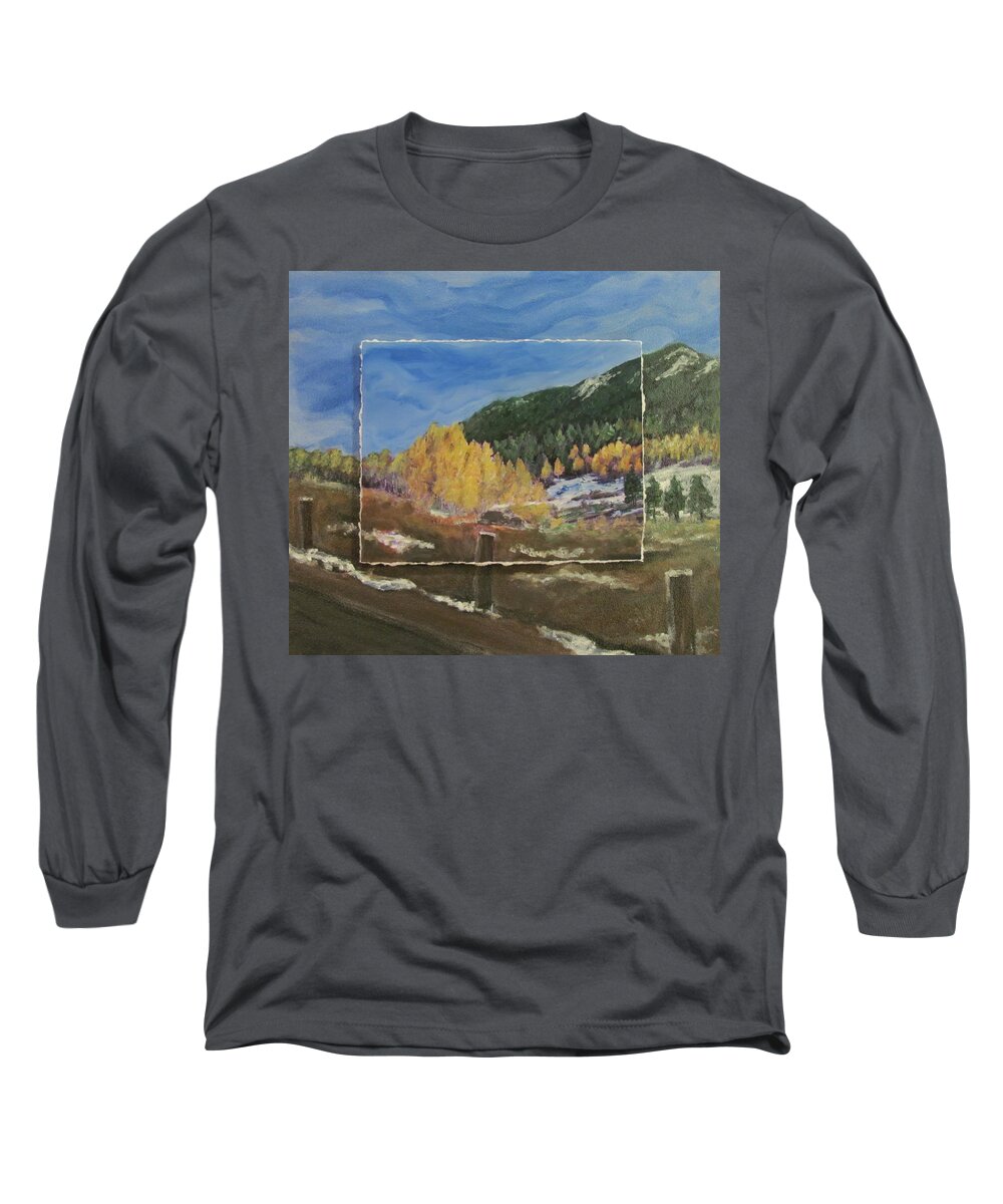 Colorado Long Sleeve T-Shirt featuring the mixed media Colorado Almost Winter by Anita Burgermeister