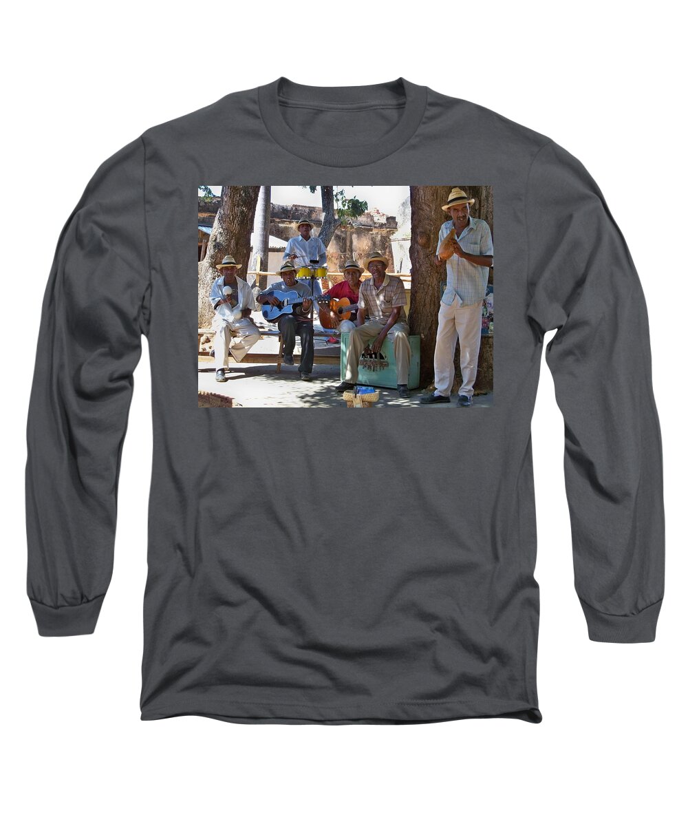 Cuban Long Sleeve T-Shirt featuring the photograph Cuban Band by Lynn Bolt