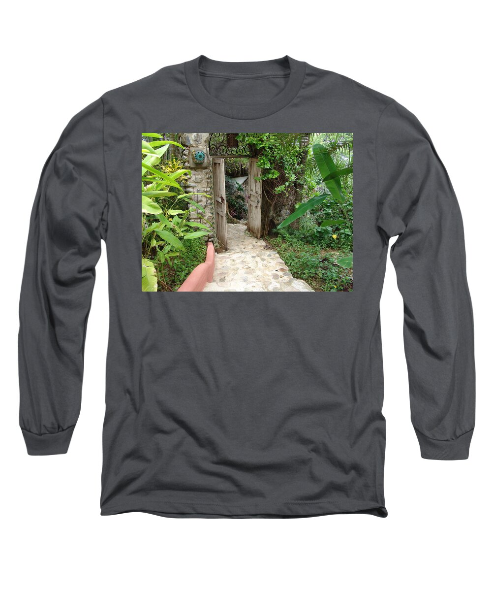Garden Door Long Sleeve T-Shirt featuring the photograph Door to Paradise by Al Griffin