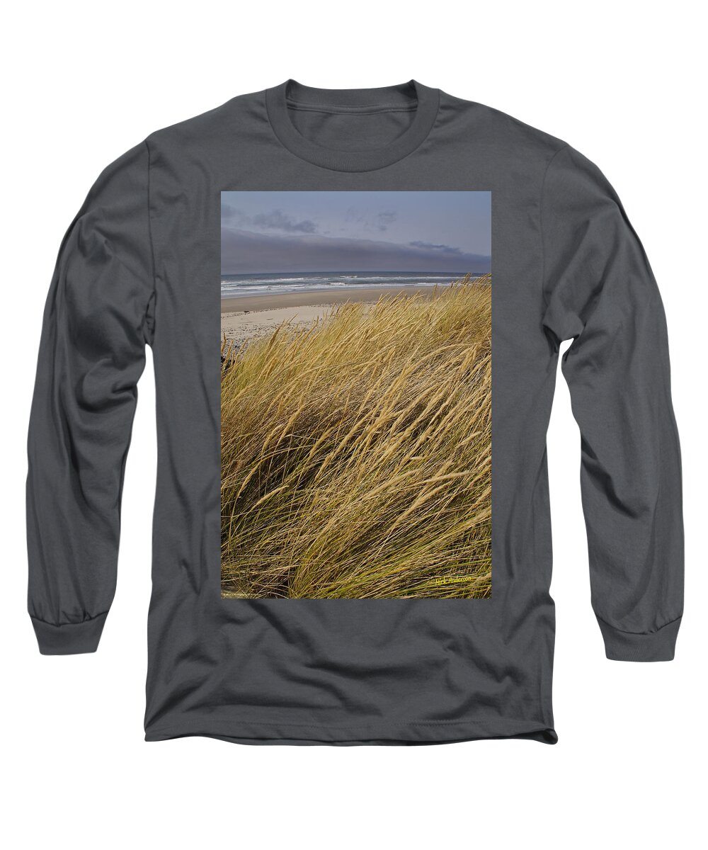Oregon Long Sleeve T-Shirt featuring the photograph Dune Grass on the Oregon Coast by Mick Anderson