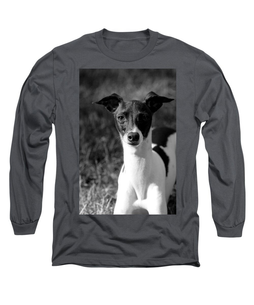 Black And White Long Sleeve T-Shirt featuring the photograph Ethan in Black and White by Angela Rath