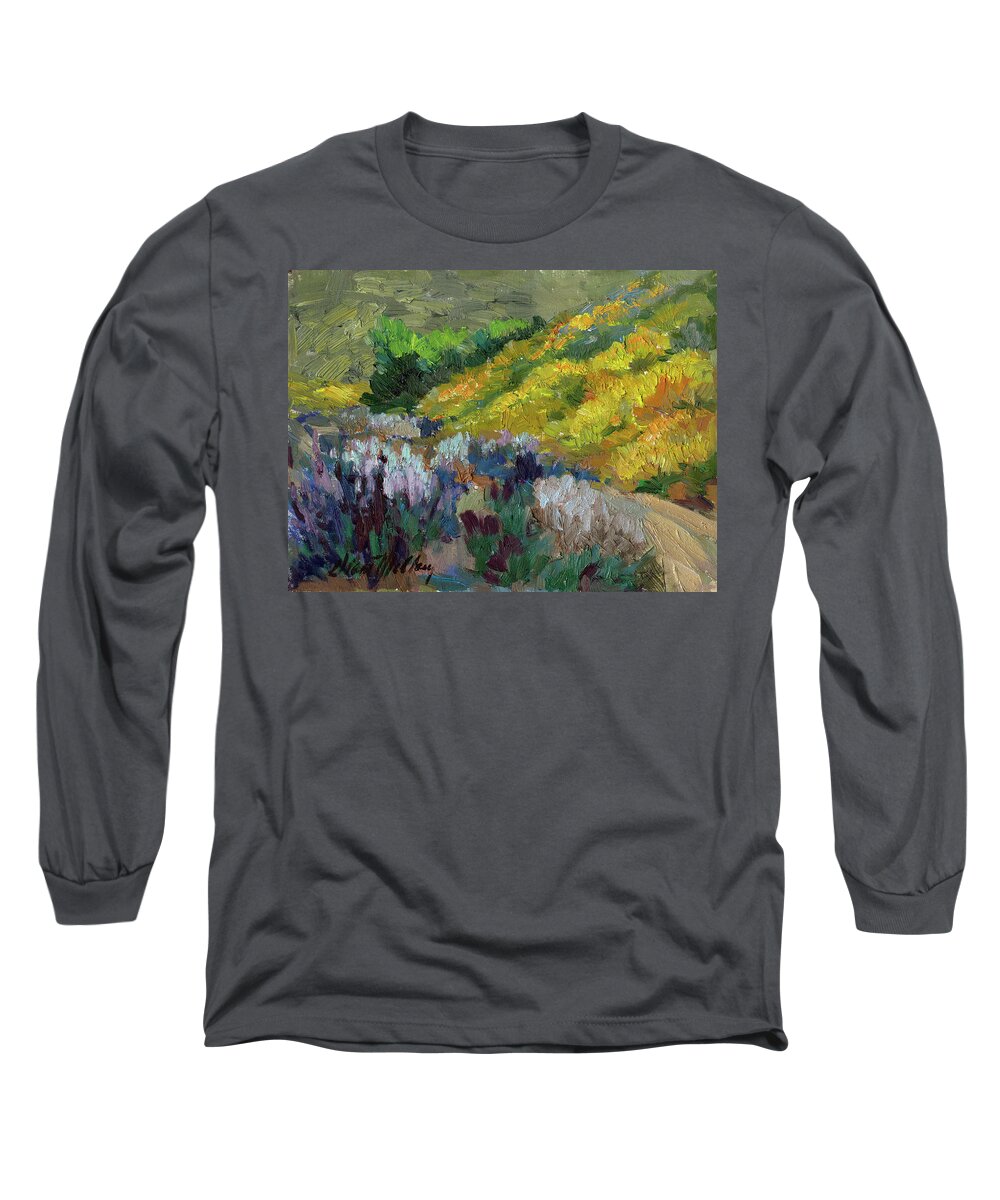 Flkowering Meadow Long Sleeve T-Shirt featuring the painting Flowering Meadow by Diane McClary