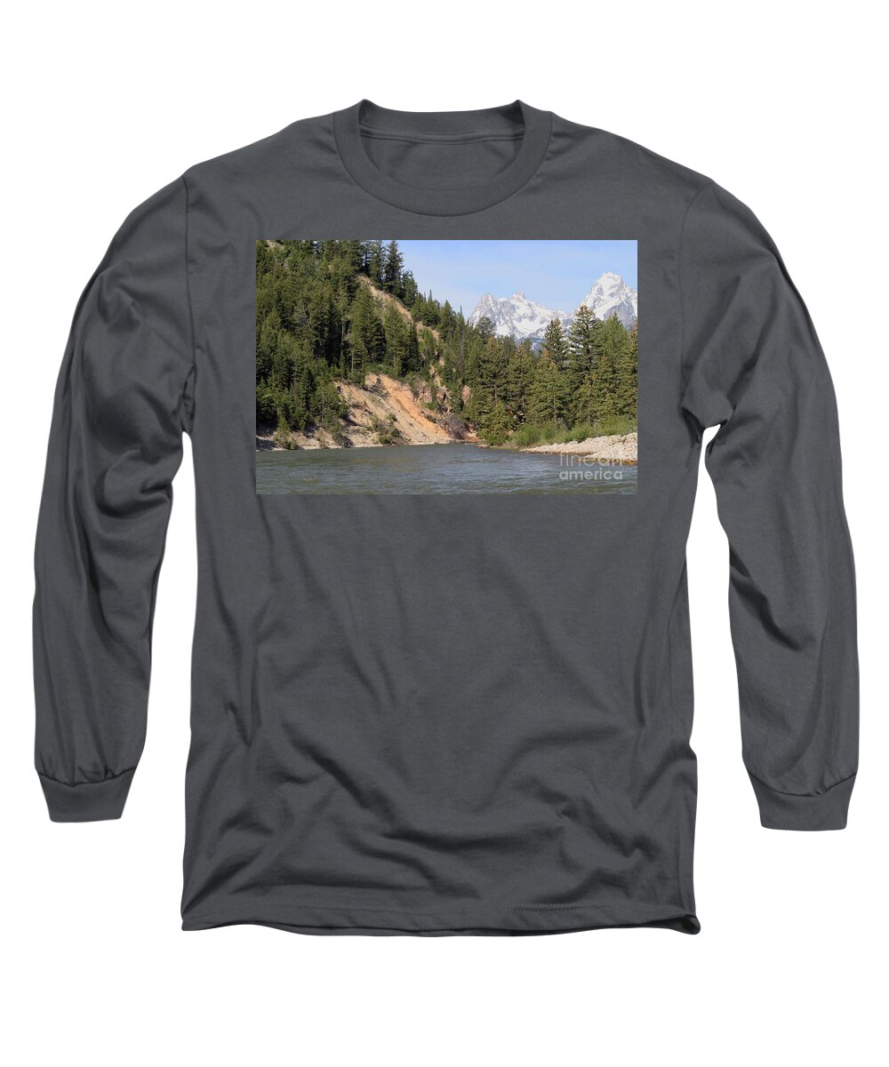 Grand Tetons Long Sleeve T-Shirt featuring the photograph Grand Tetons From Snake River by Living Color Photography Lorraine Lynch