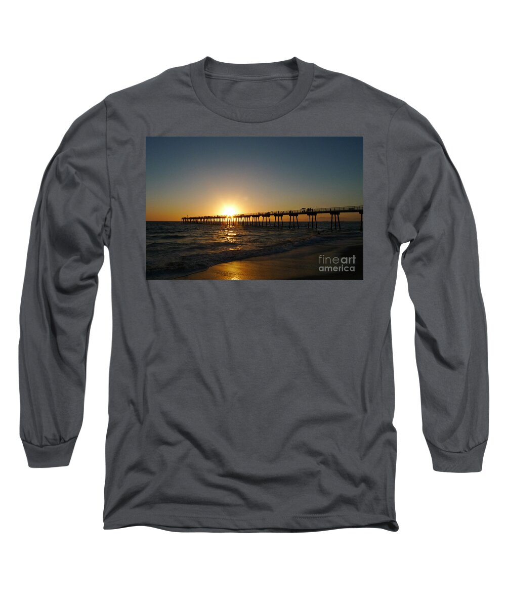 Hermosa Beach Sunset Long Sleeve T-Shirt featuring the photograph Hermosa Beach Sunset by Nina Prommer