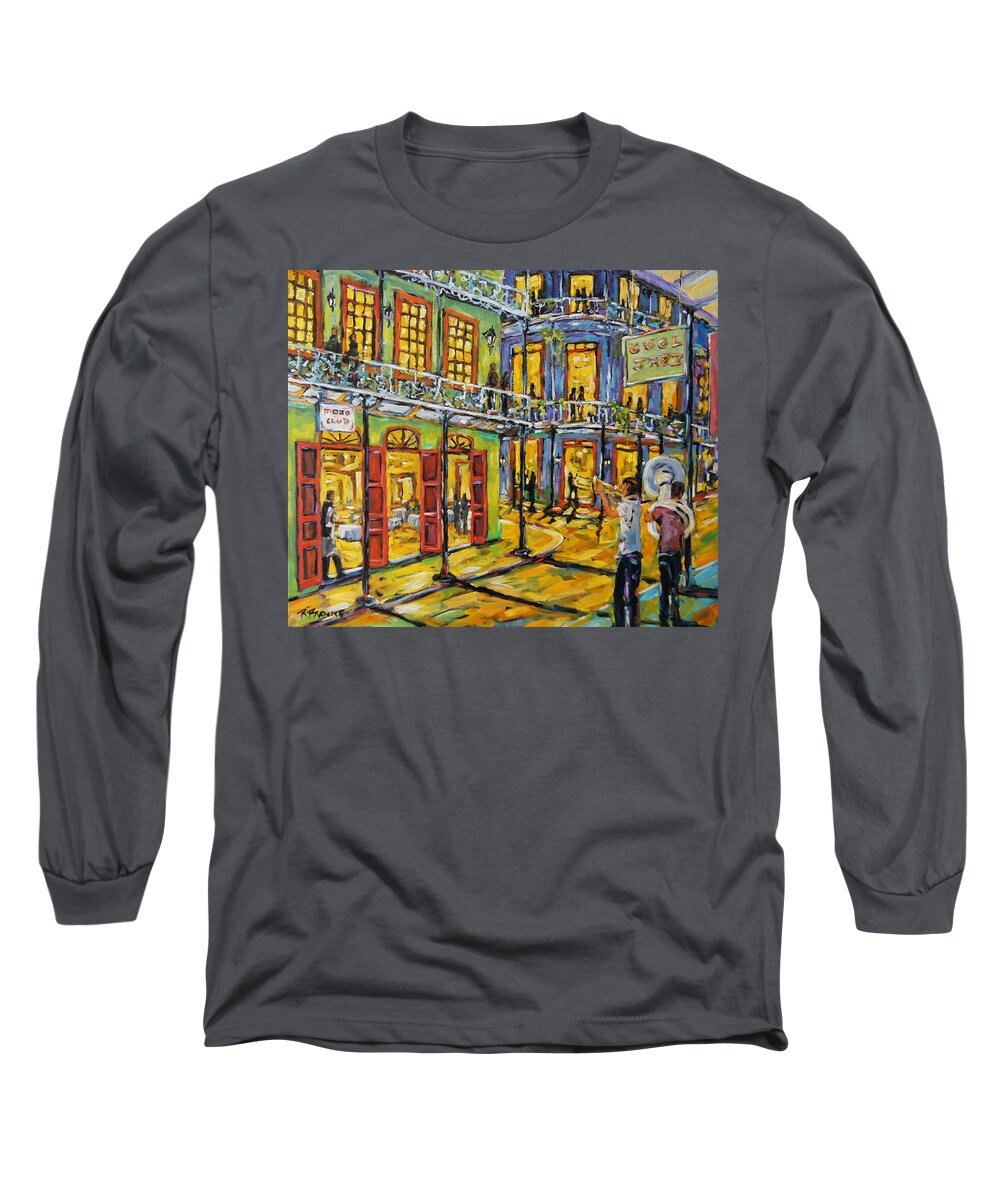 Canadian Artist Painter Long Sleeve T-Shirt featuring the painting Jazz It Up New Orleans by Prankearts by Richard T Pranke