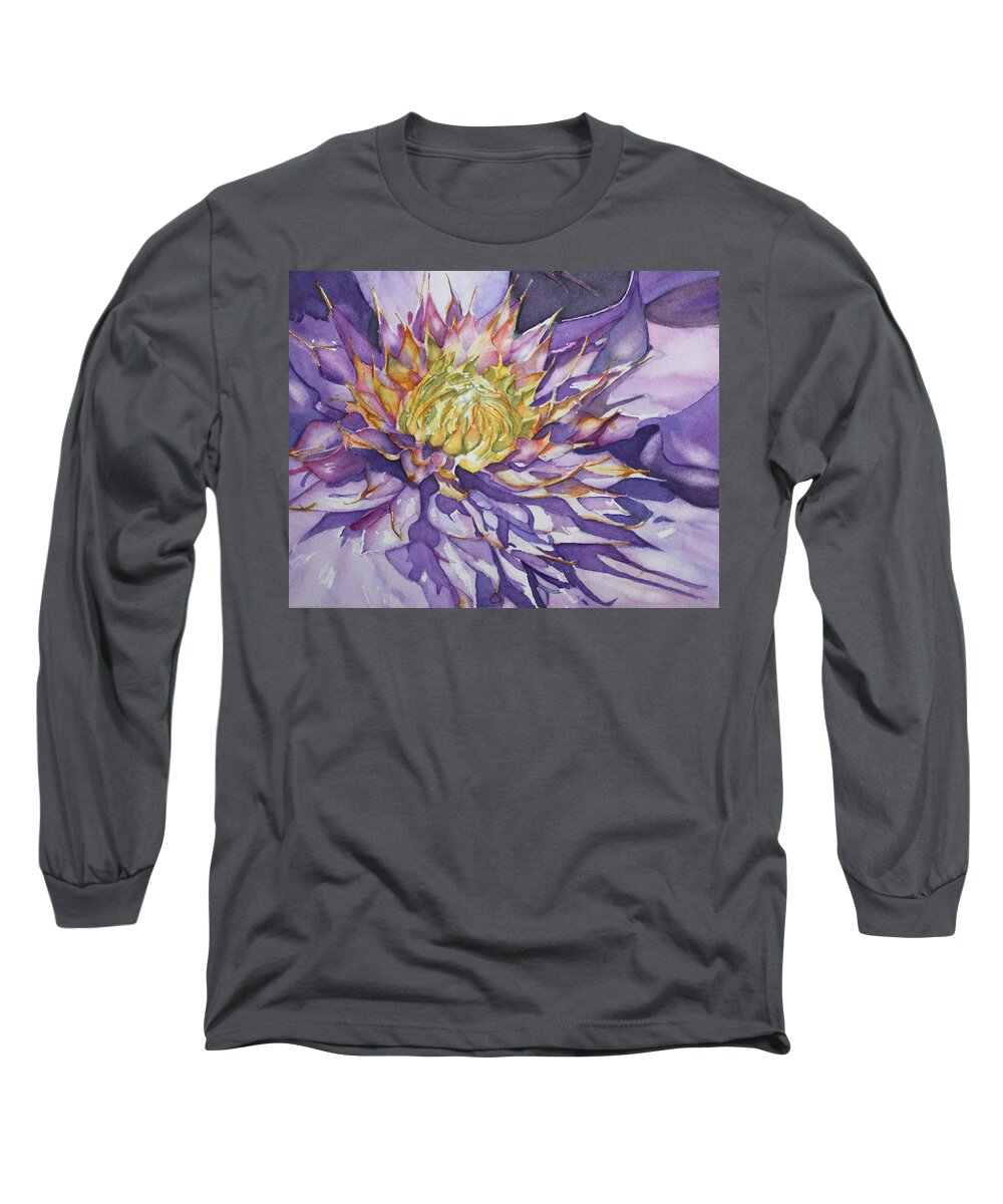 Watercolor Long Sleeve T-Shirt featuring the painting Kaleidoscope by Christiane Kingsley