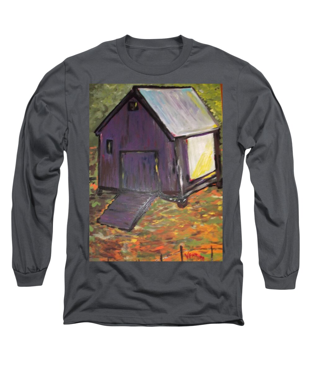 Purple Long Sleeve T-Shirt featuring the painting Light Cast Shadows by Clare Ventura