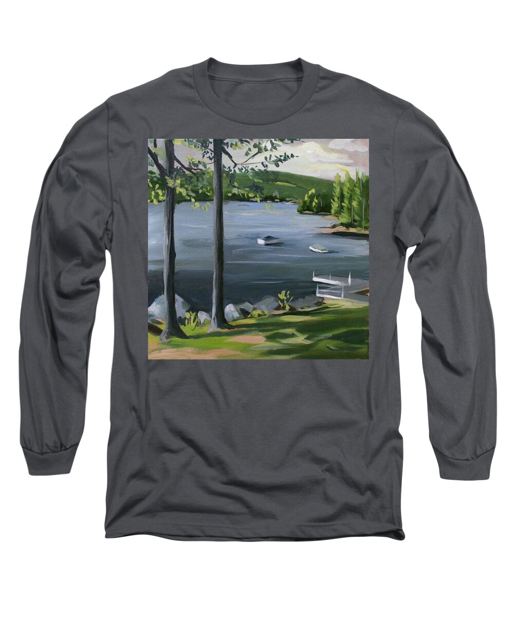 Squam Lake Long Sleeve T-Shirt featuring the painting Little Squam in June by Nancy Griswold