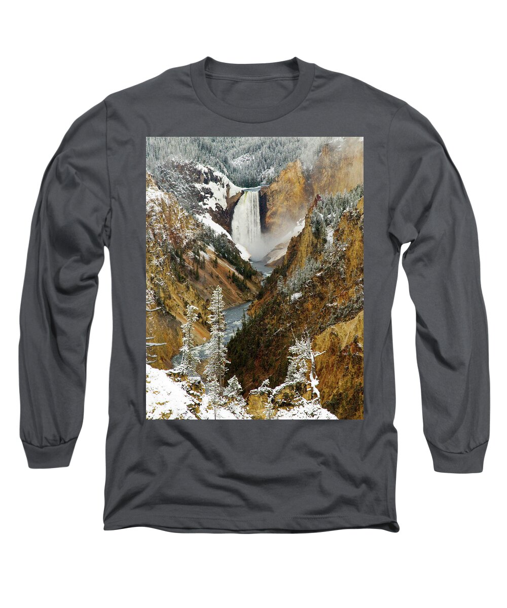 Yellowstone Long Sleeve T-Shirt featuring the photograph Lower Falls by Steve Stuller