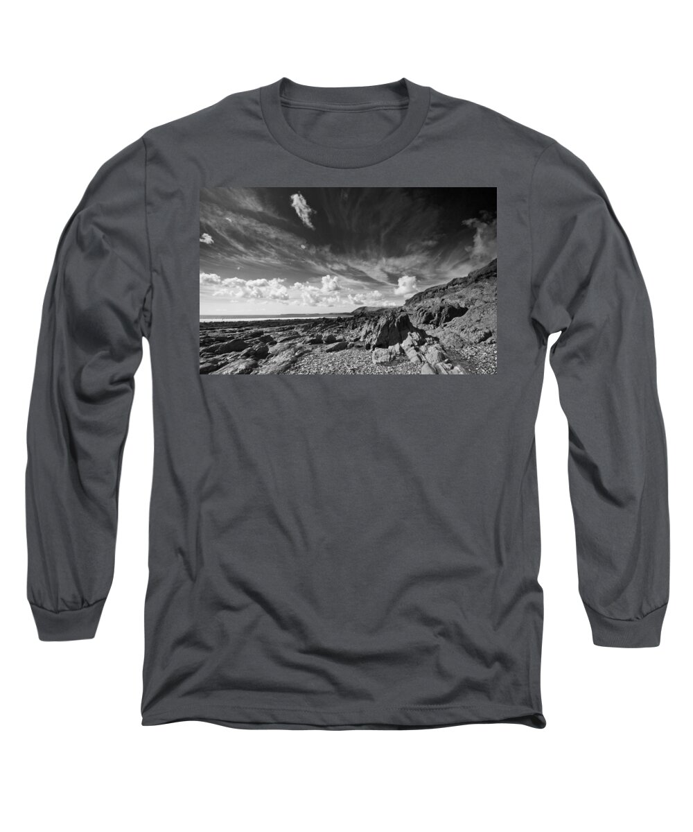 Manorbier Long Sleeve T-Shirt featuring the photograph Manorbier Rocks by Steve Purnell